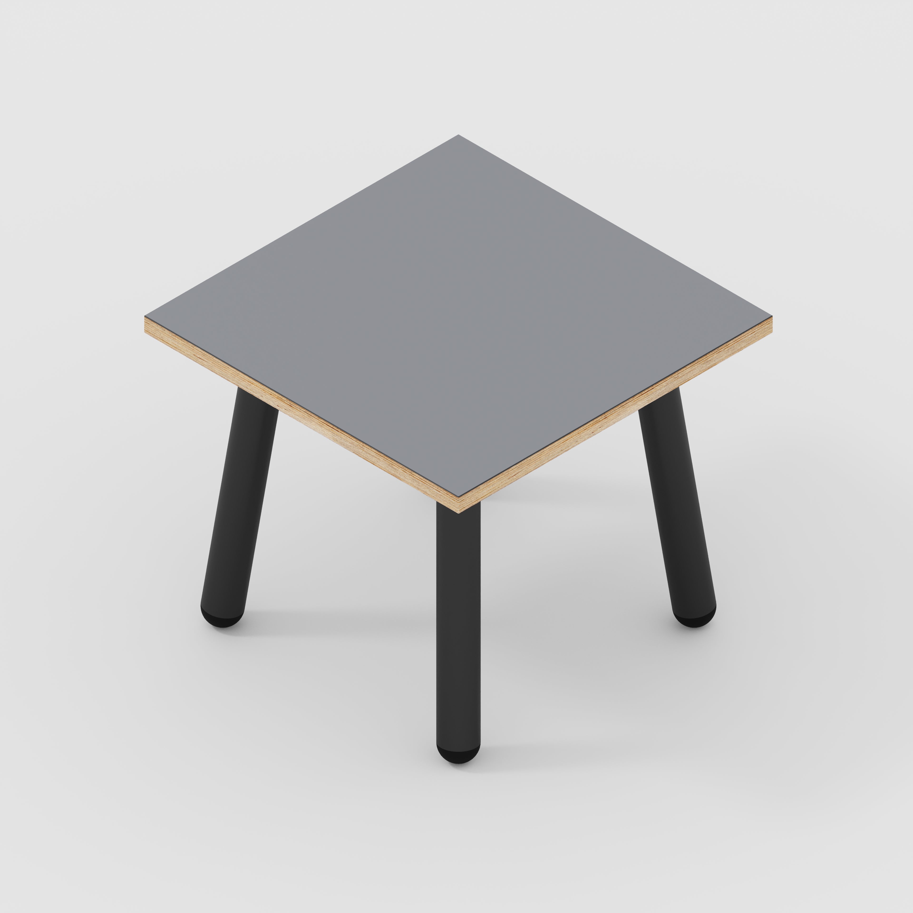 Plywood Side Table with Round Single Pin Legs - Formica Tornado Grey - 500(w) x 500(d) x 425(h)