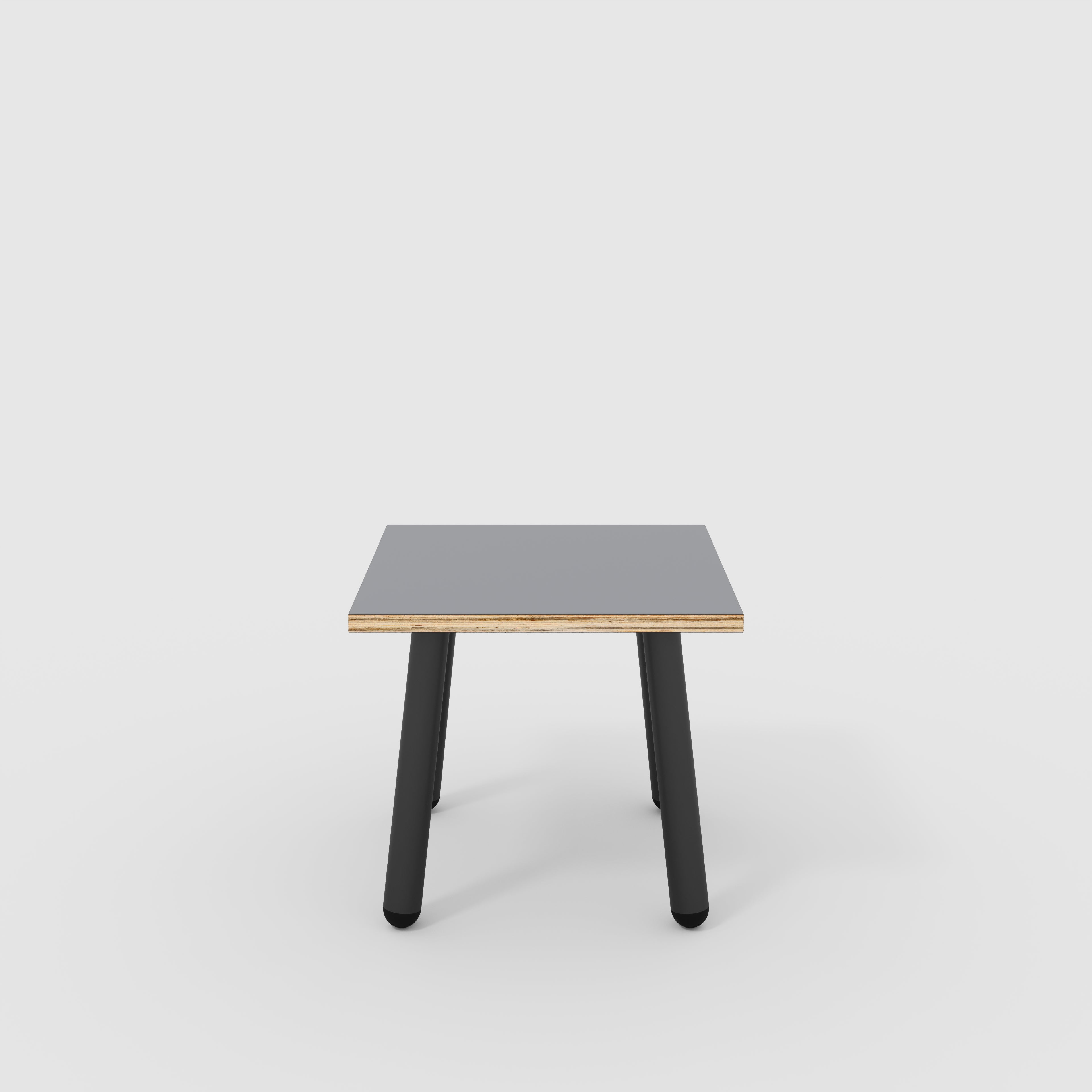 Plywood Side Table with Round Single Pin Legs - Formica Tornado Grey - 500(w) x 500(d) x 425(h)