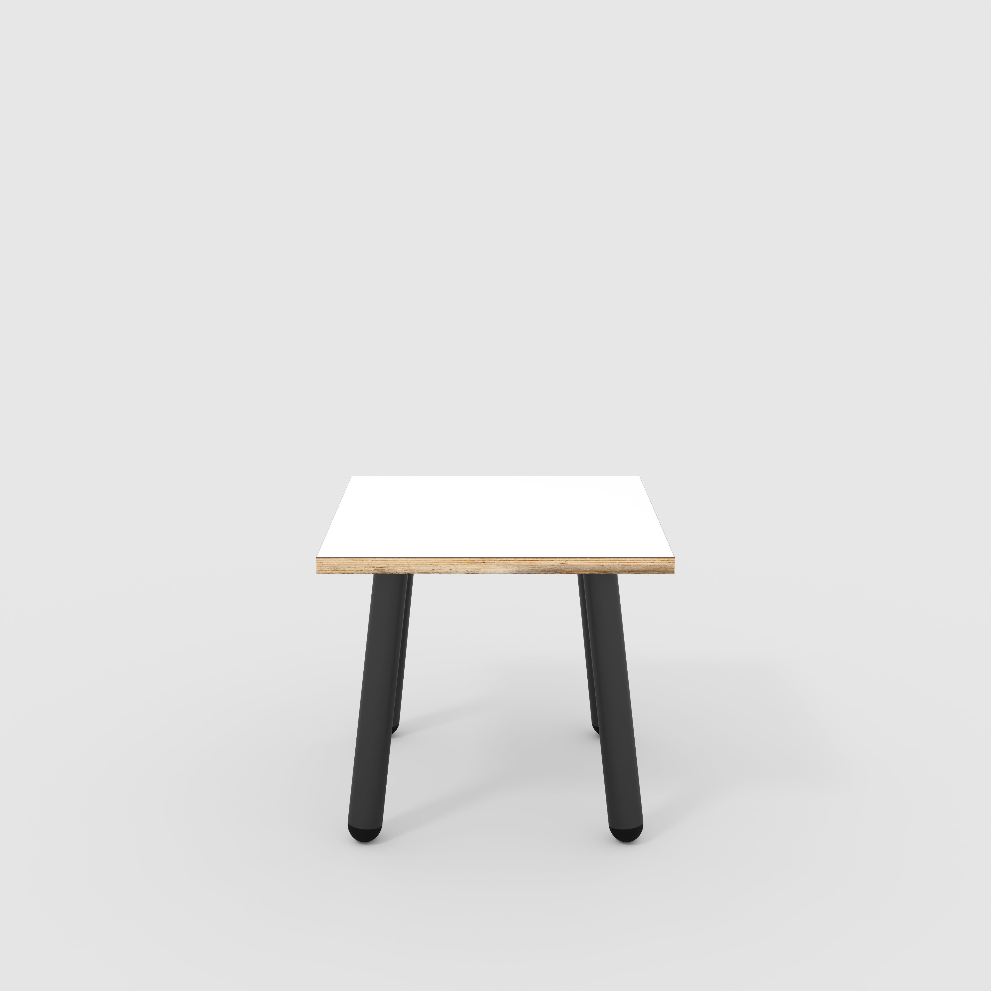 Plywood Side Table with Round Single Pin Legs - Formica White - 500(w) x 500(d) x 425(h)