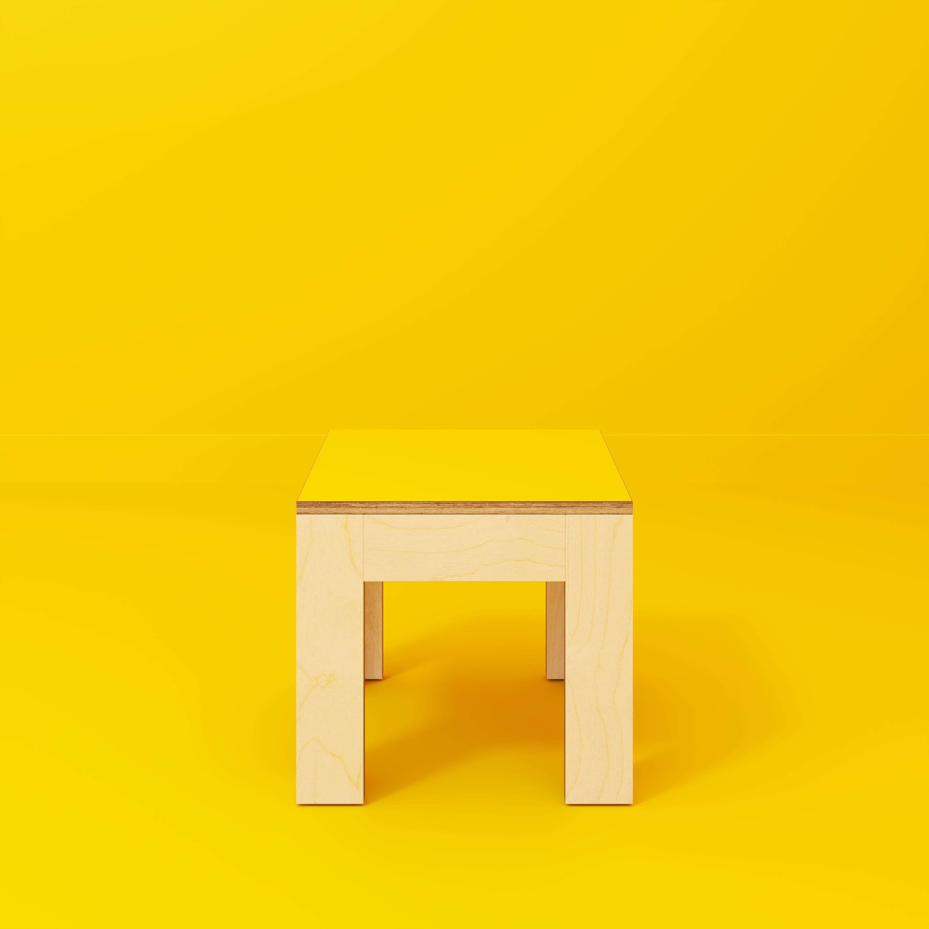 Plywood Side Table with Solid Frame - Formica Chrome Yellow - 500(w) x 500(d) x 450(h)