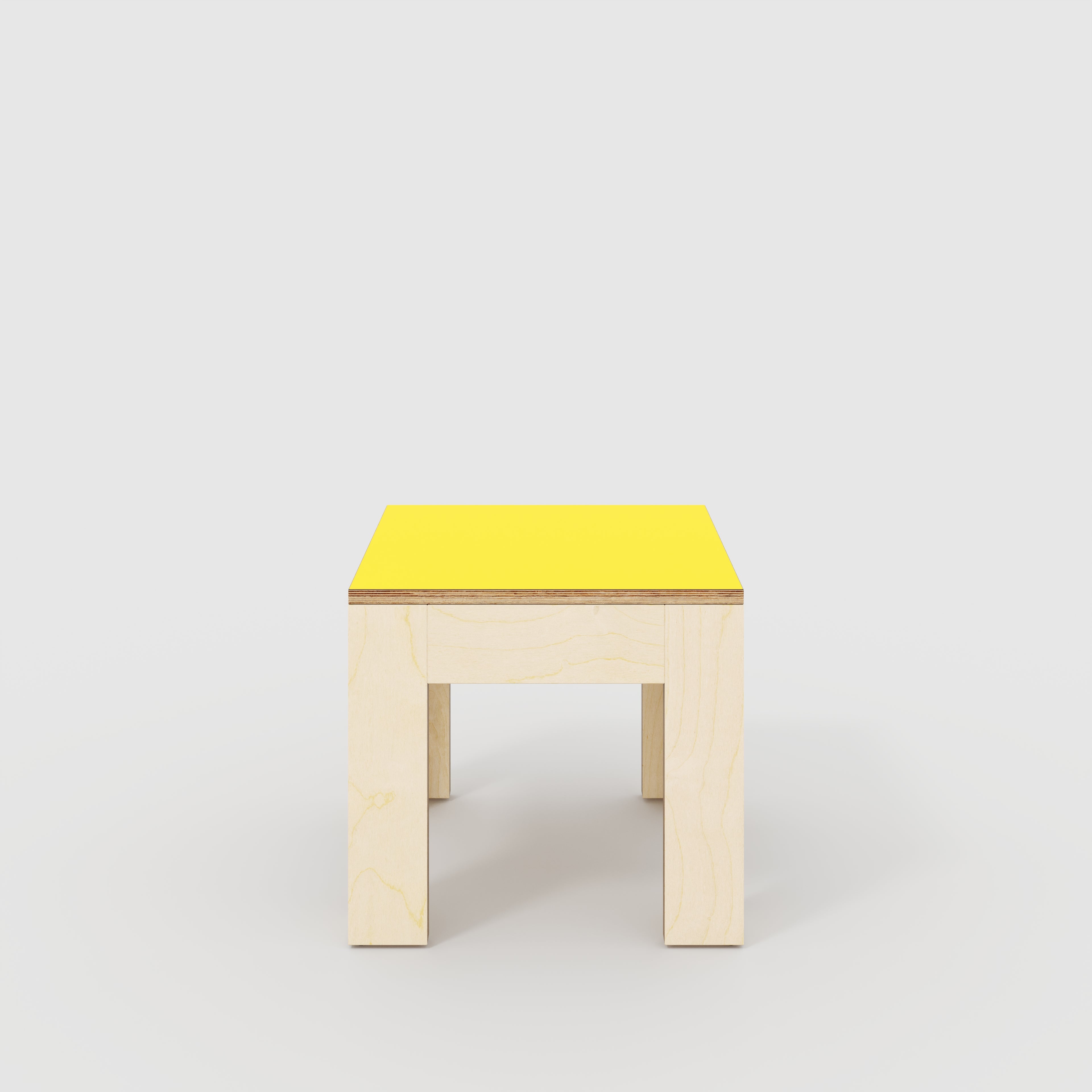 Plywood Side Table with Solid Frame - Formica Chrome Yellow - 500(w) x 500(d) x 450(h)