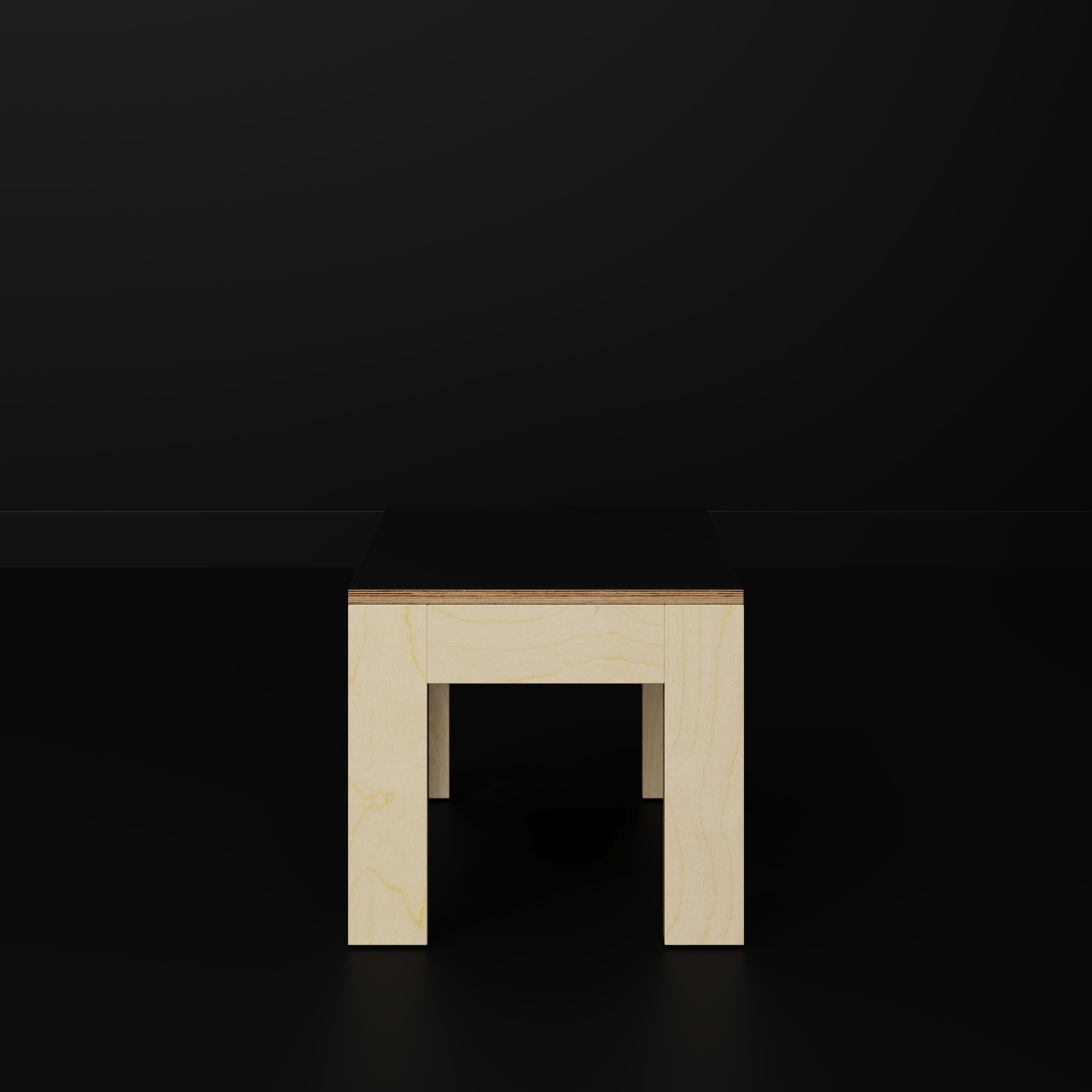 Plywood Side Table with Solid Frame - Formica Diamond Black - 500(w) x 500(d) x 450(h)