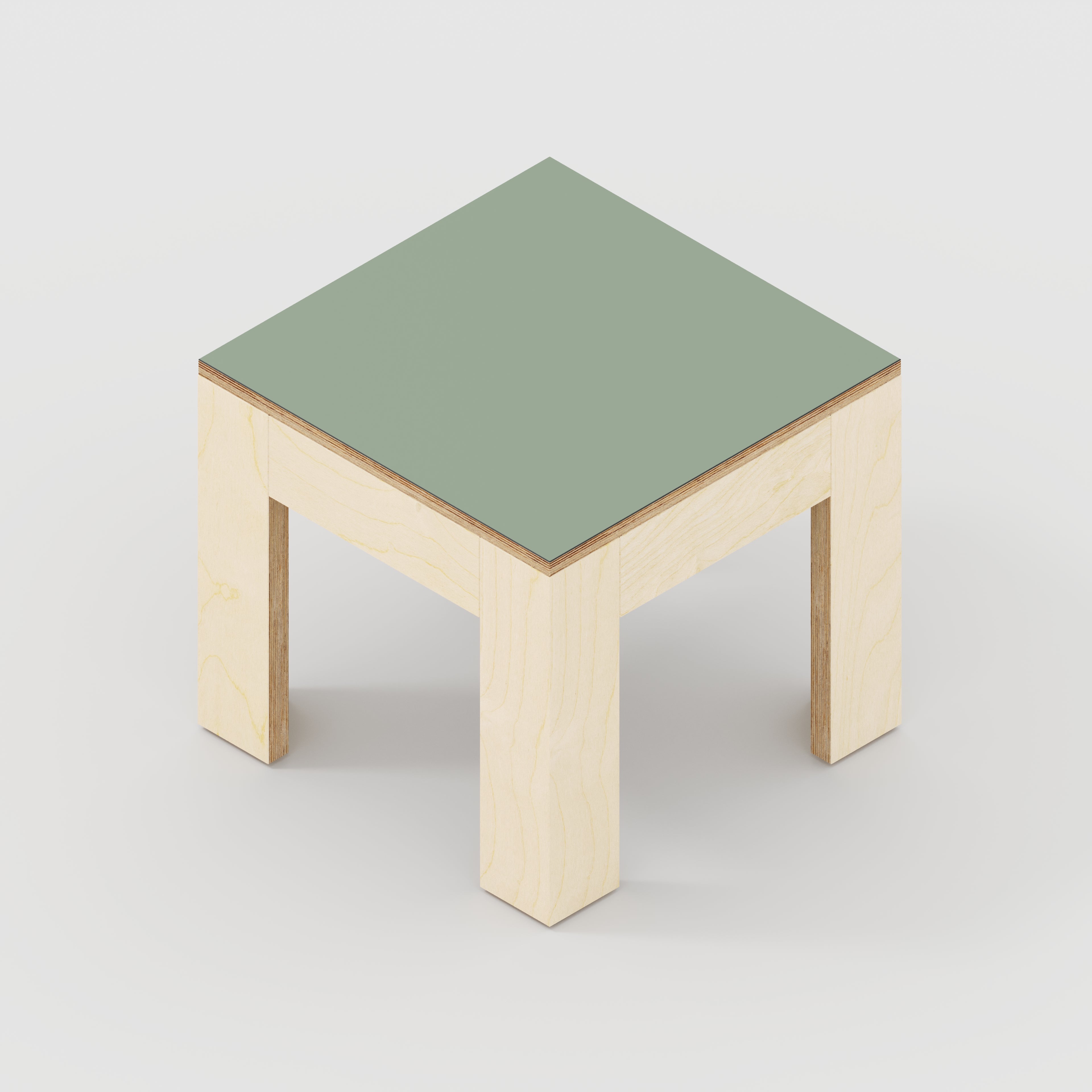 Plywood Side Table with Solid Frame - Formica Green Slate - 500(w) x 500(d) x 450(h)