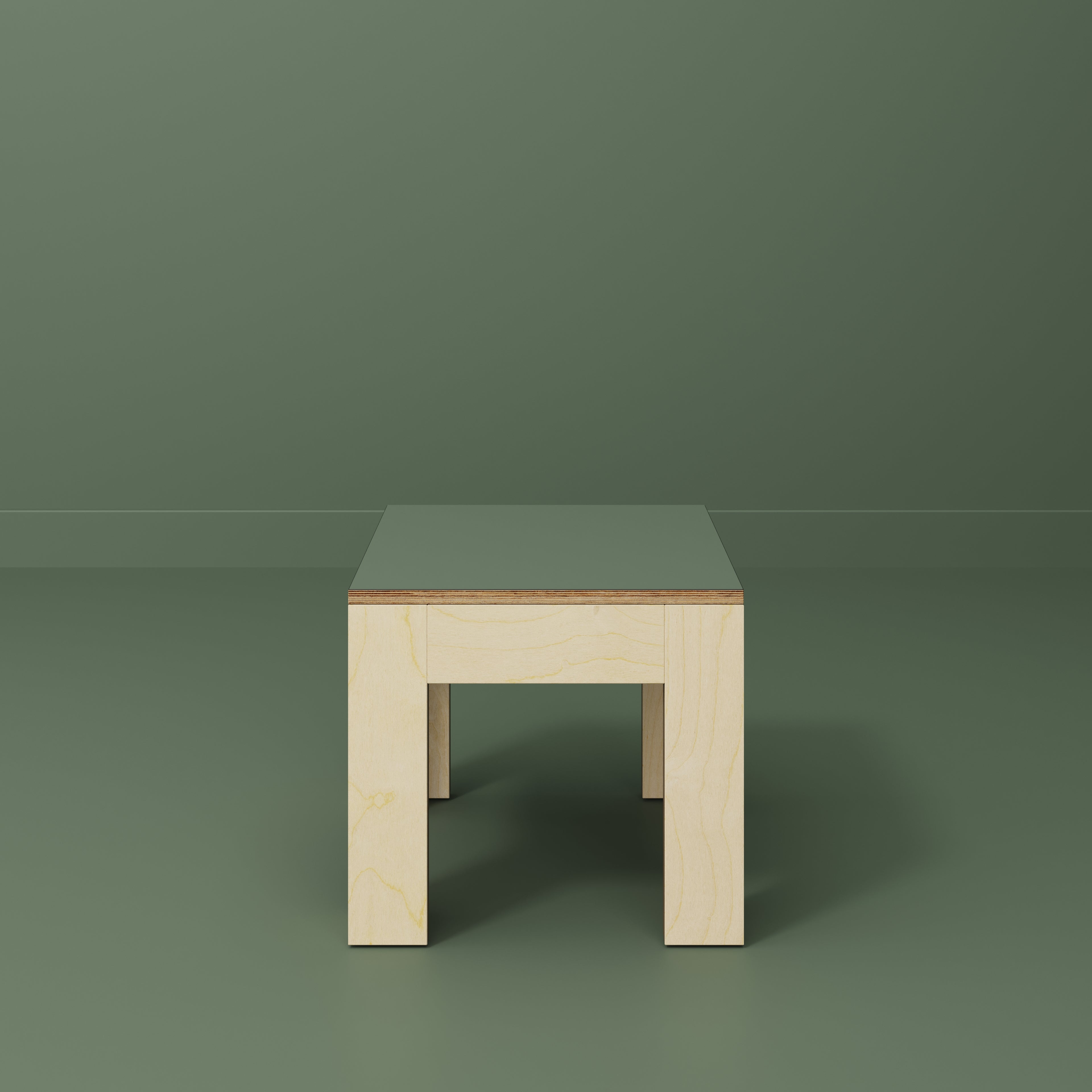 Plywood Side Table with Solid Frame - Formica Green Slate - 500(w) x 500(d) x 450(h)
