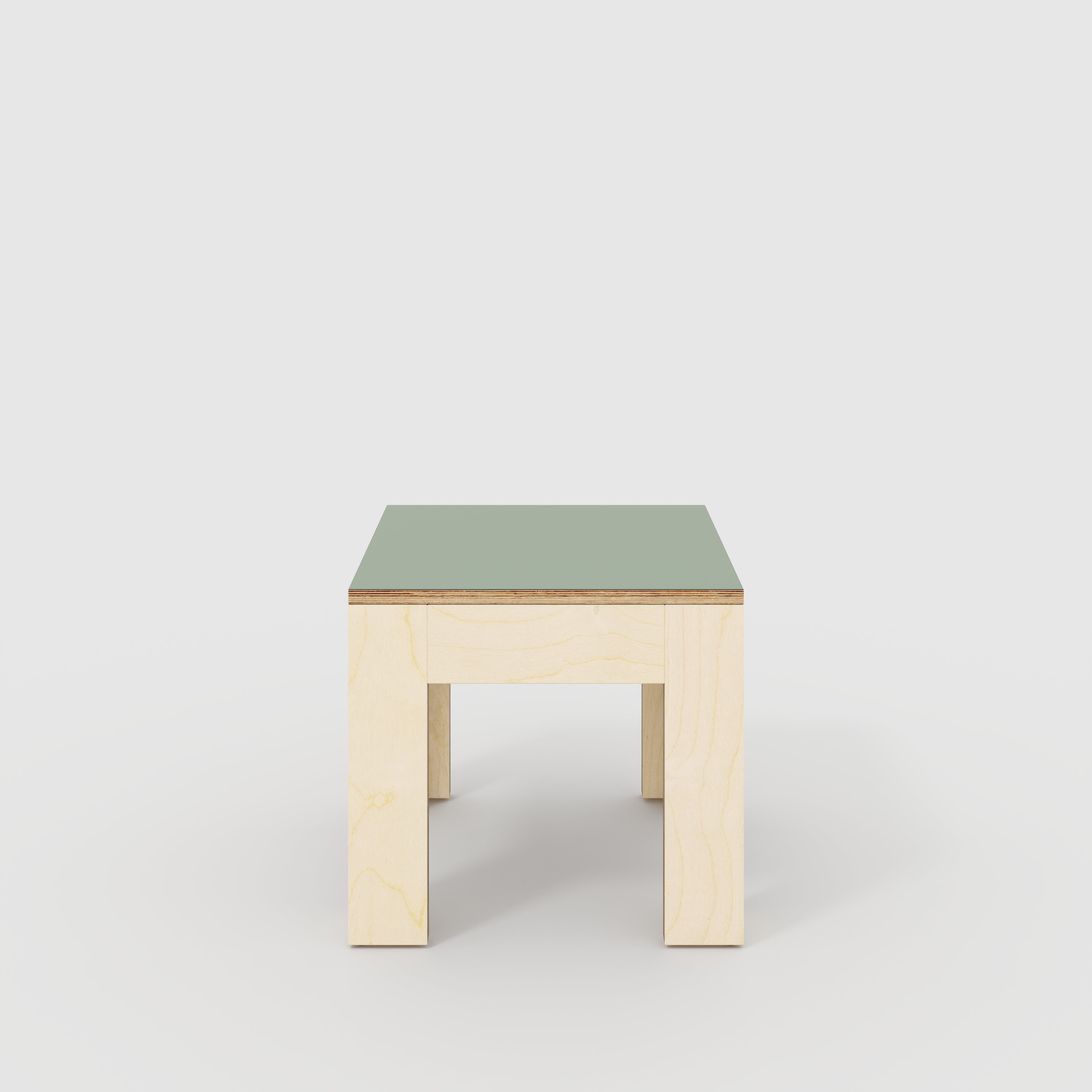 Plywood Side Table with Solid Frame - Formica Green Slate - 500(w) x 500(d) x 450(h)