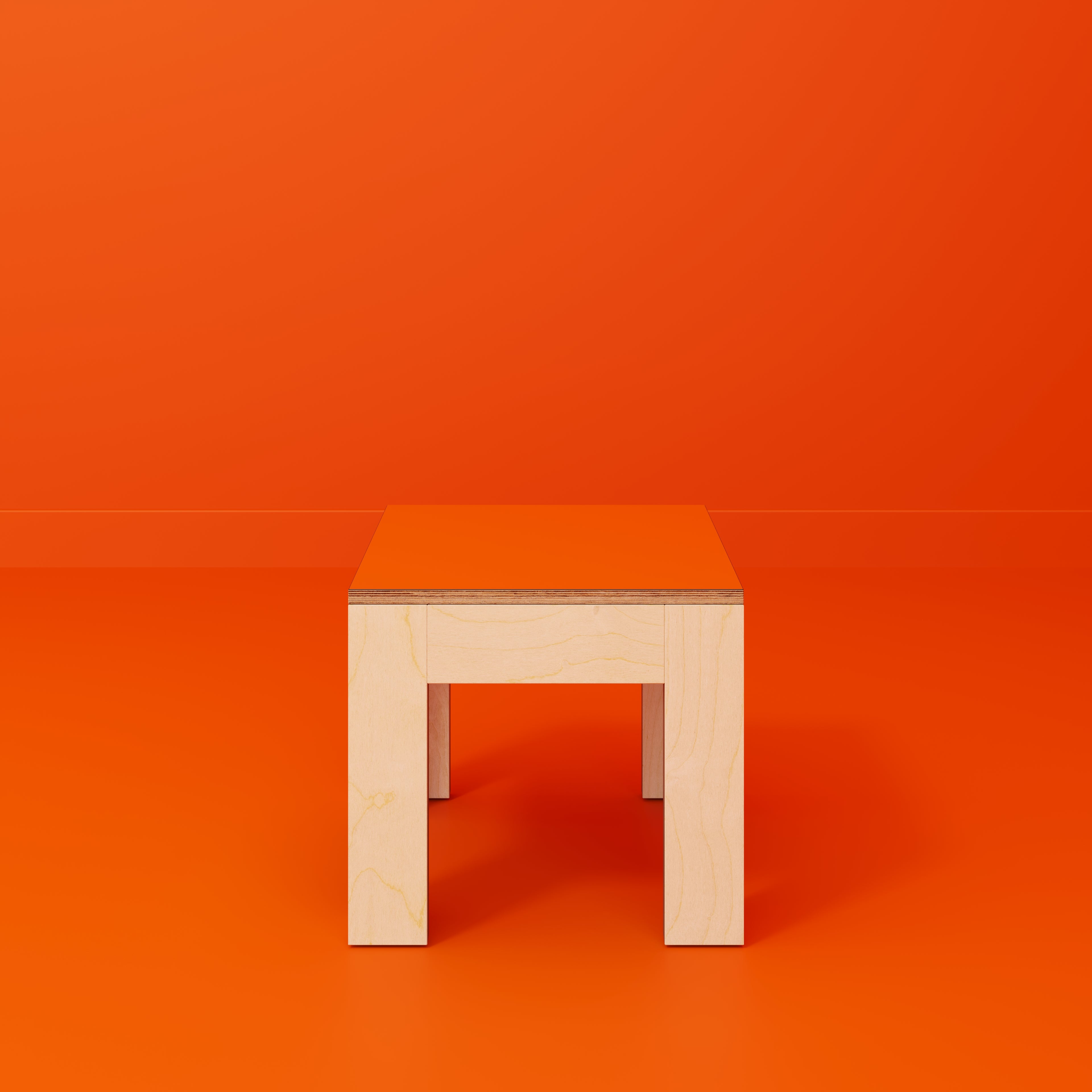 Plywood Side Table with Solid Frame - Formica Levante Orange - 500(w) x 500(d) x 450(h)