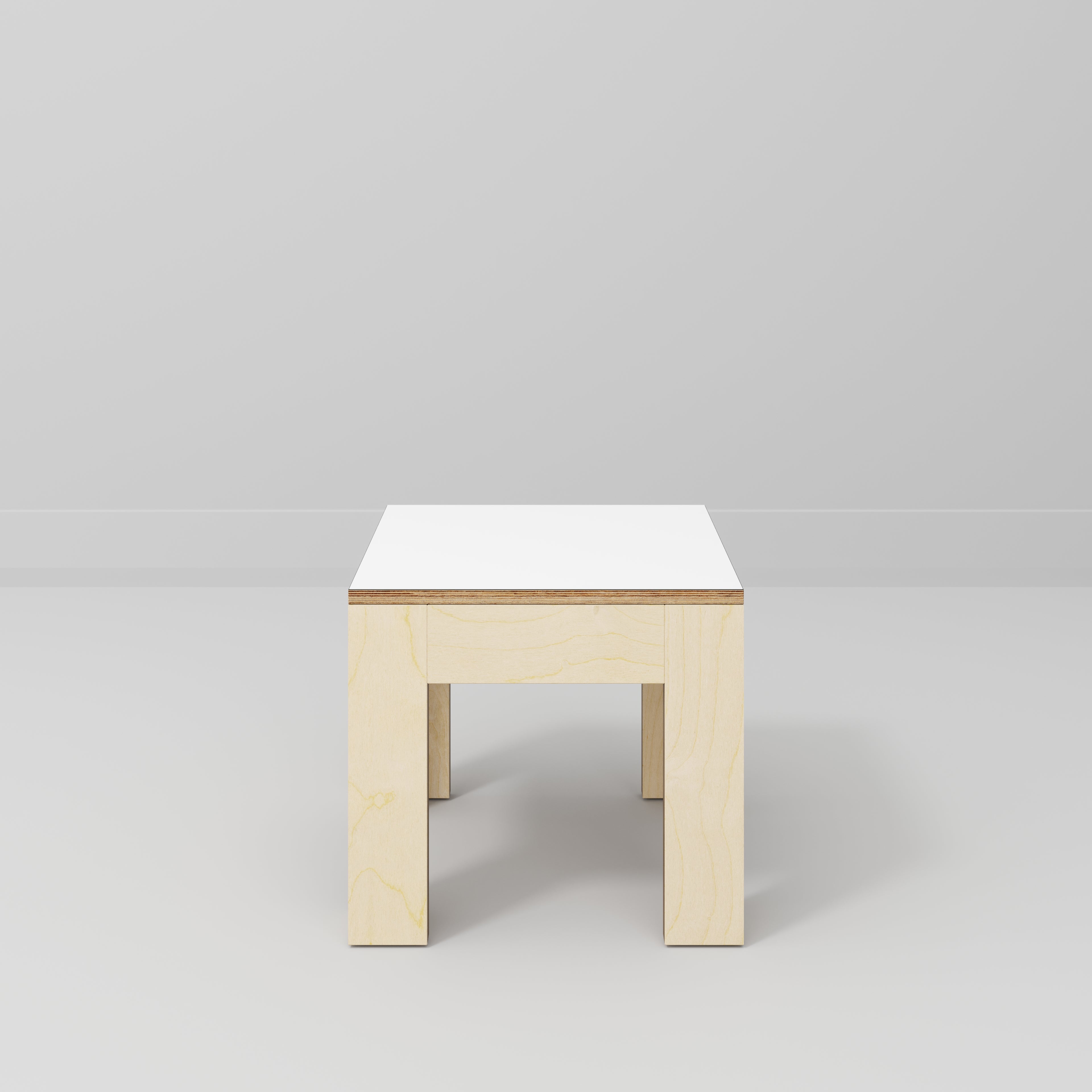Plywood Side Table with Solid Frame - Formica White - 500(w) x 500(d) x 450(h)