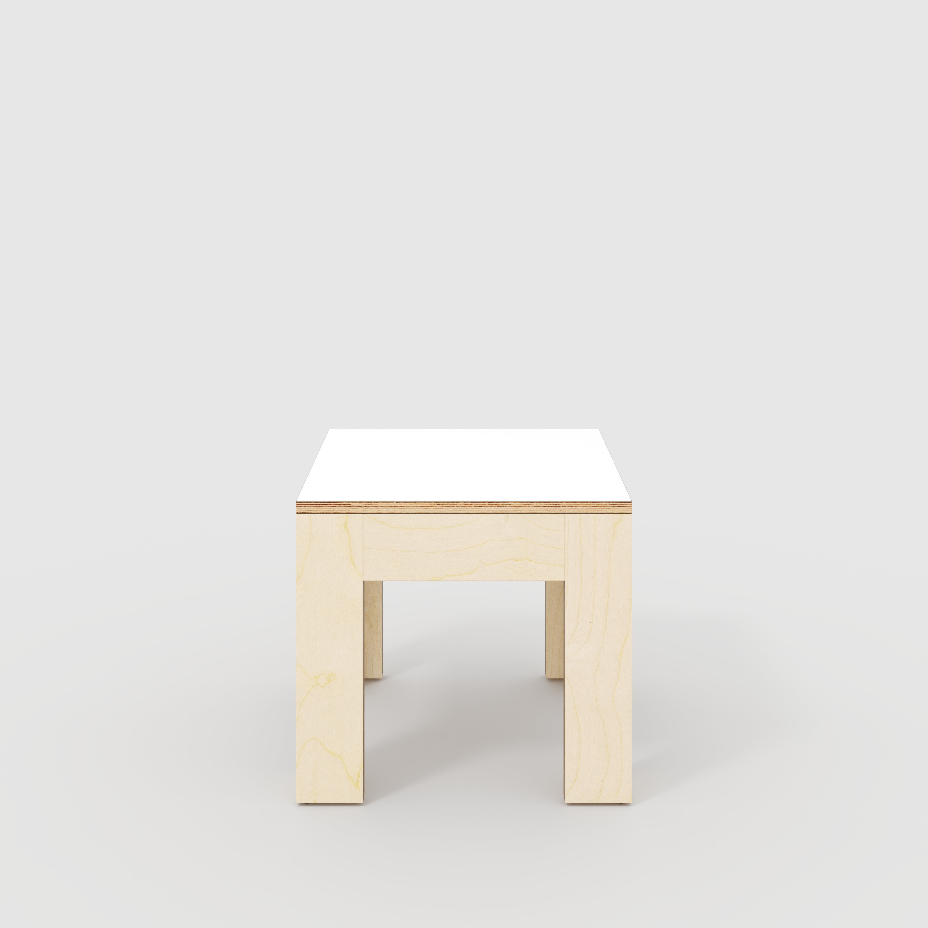 Plywood Side Table with Solid Frame - Formica White - 500(w) x 500(d) x 450(h)