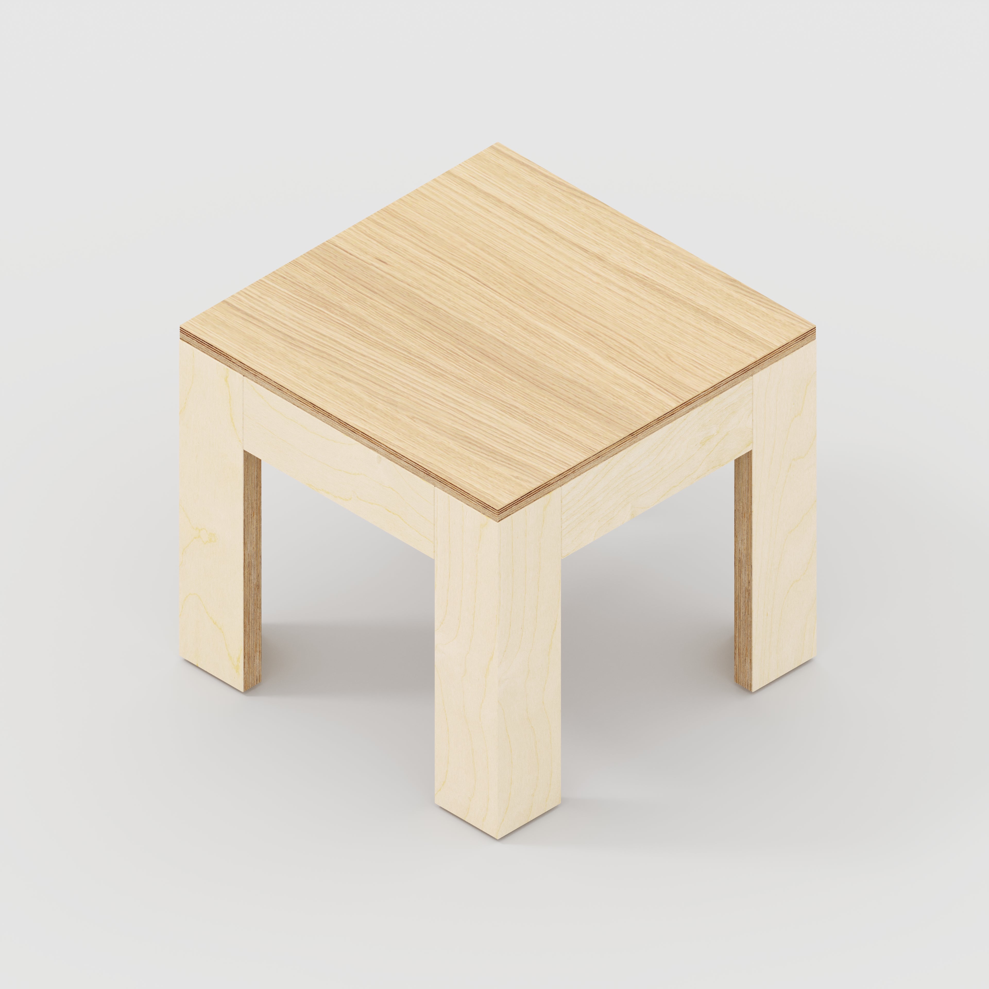 Plywood Side Table with Solid Frame - Plywood Oak - 500(w) x 500(d) x 450(h)