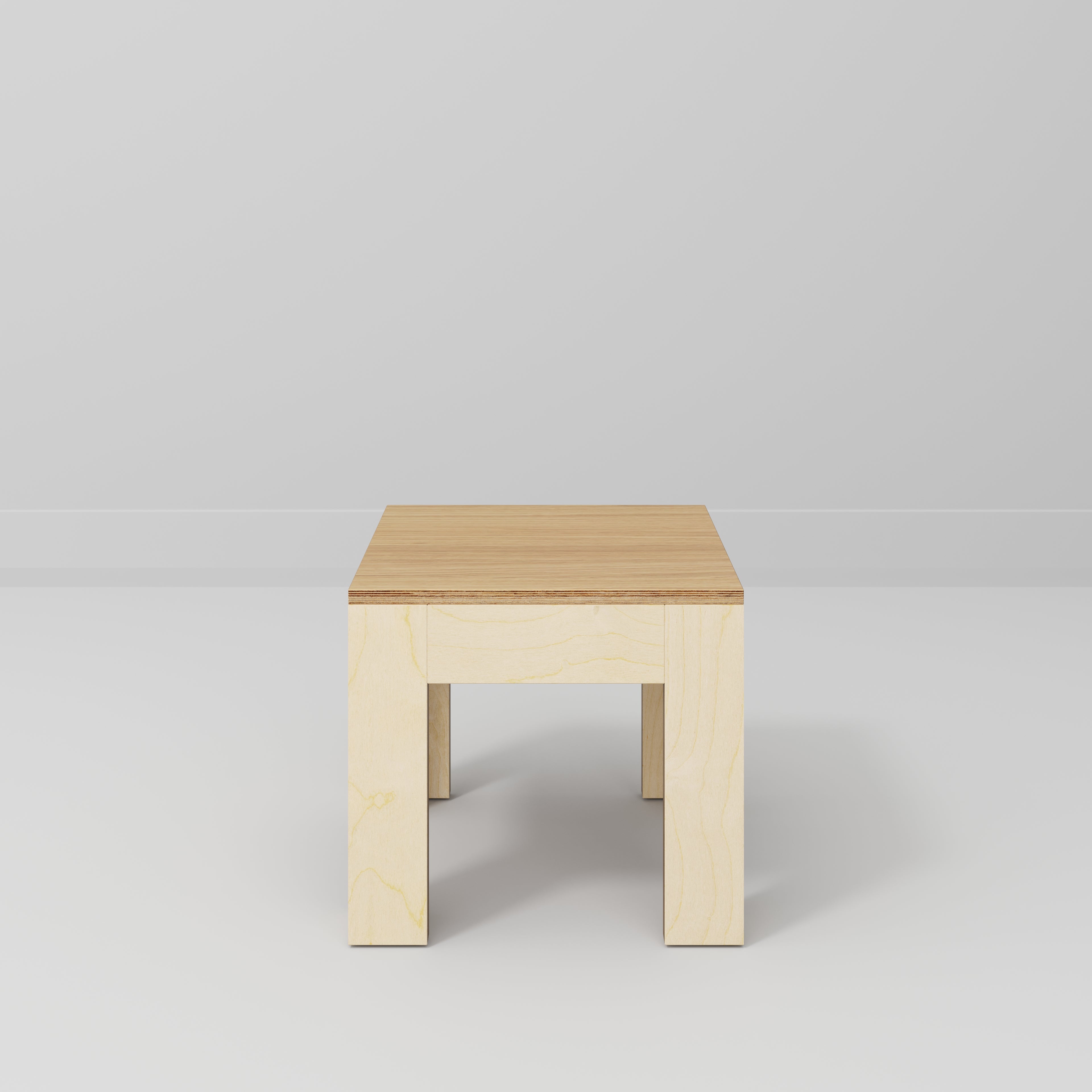 Plywood Side Table with Solid Frame - Plywood Oak - 500(w) x 500(d) x 450(h)