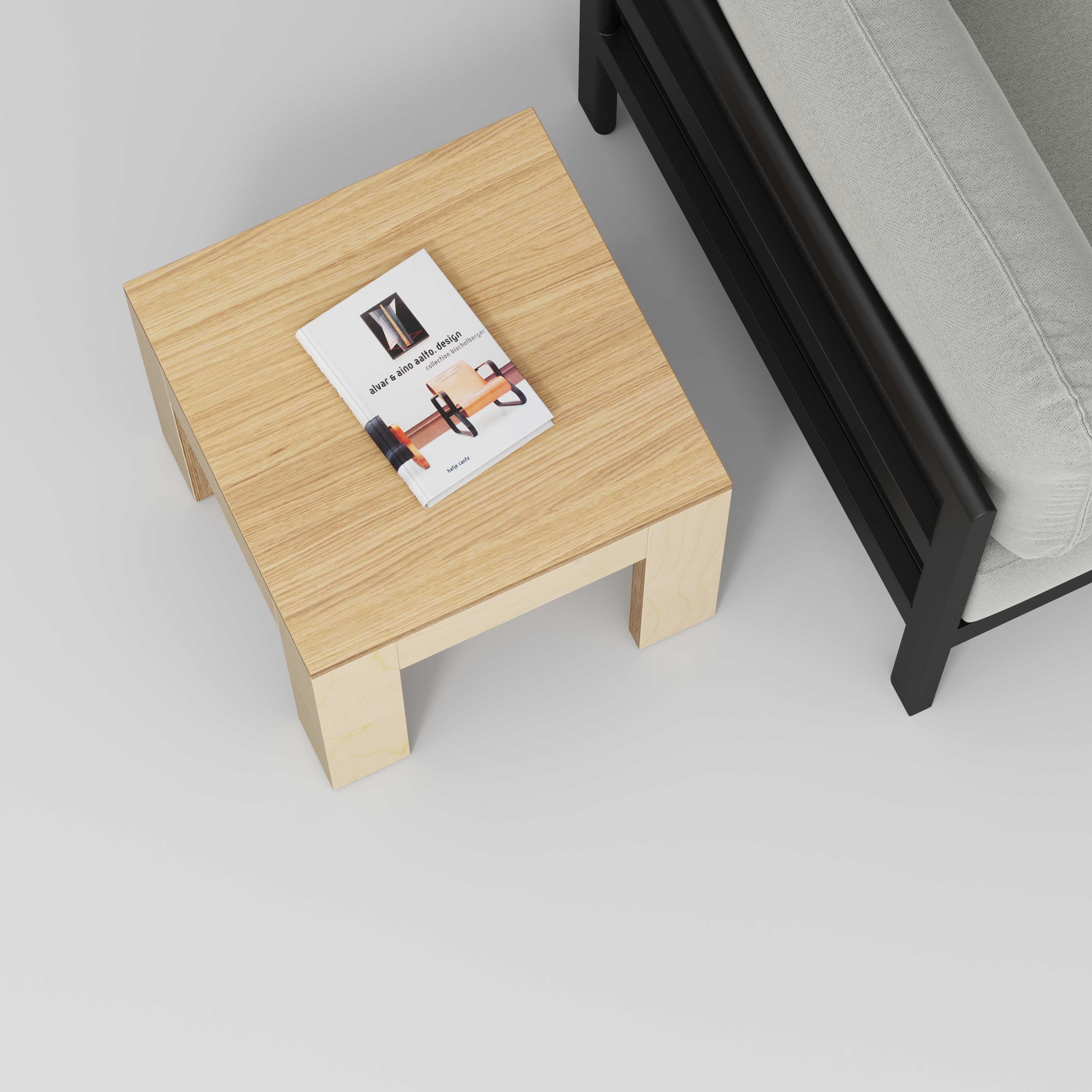 Plywood Side Table with Solid Frame - Plywood Oak - 500(w) x 500(d) x 450(h)