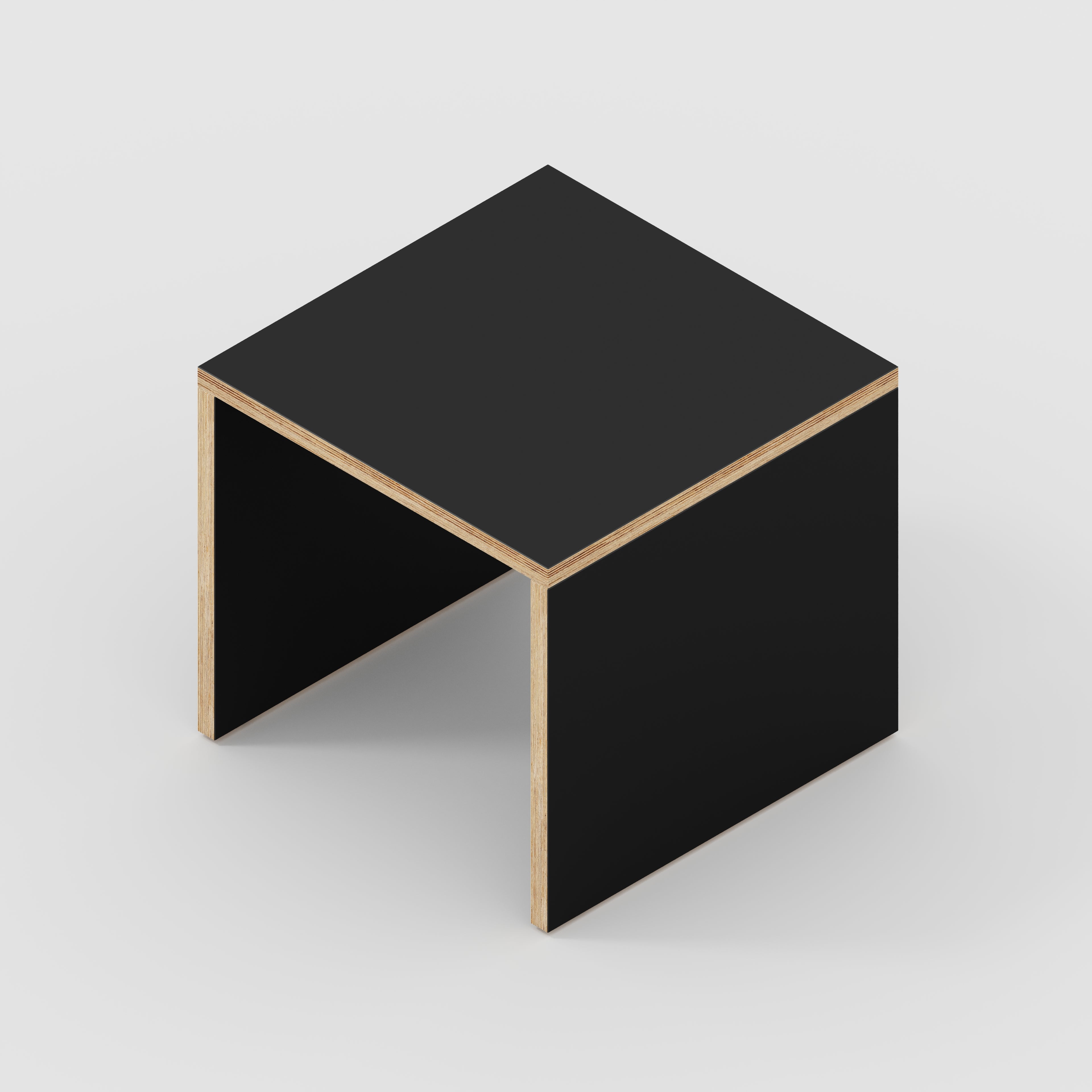 Plywood Side Table with Solid Sides - Formica Diamond Black - 500(w) x 500(d) x 450(h)