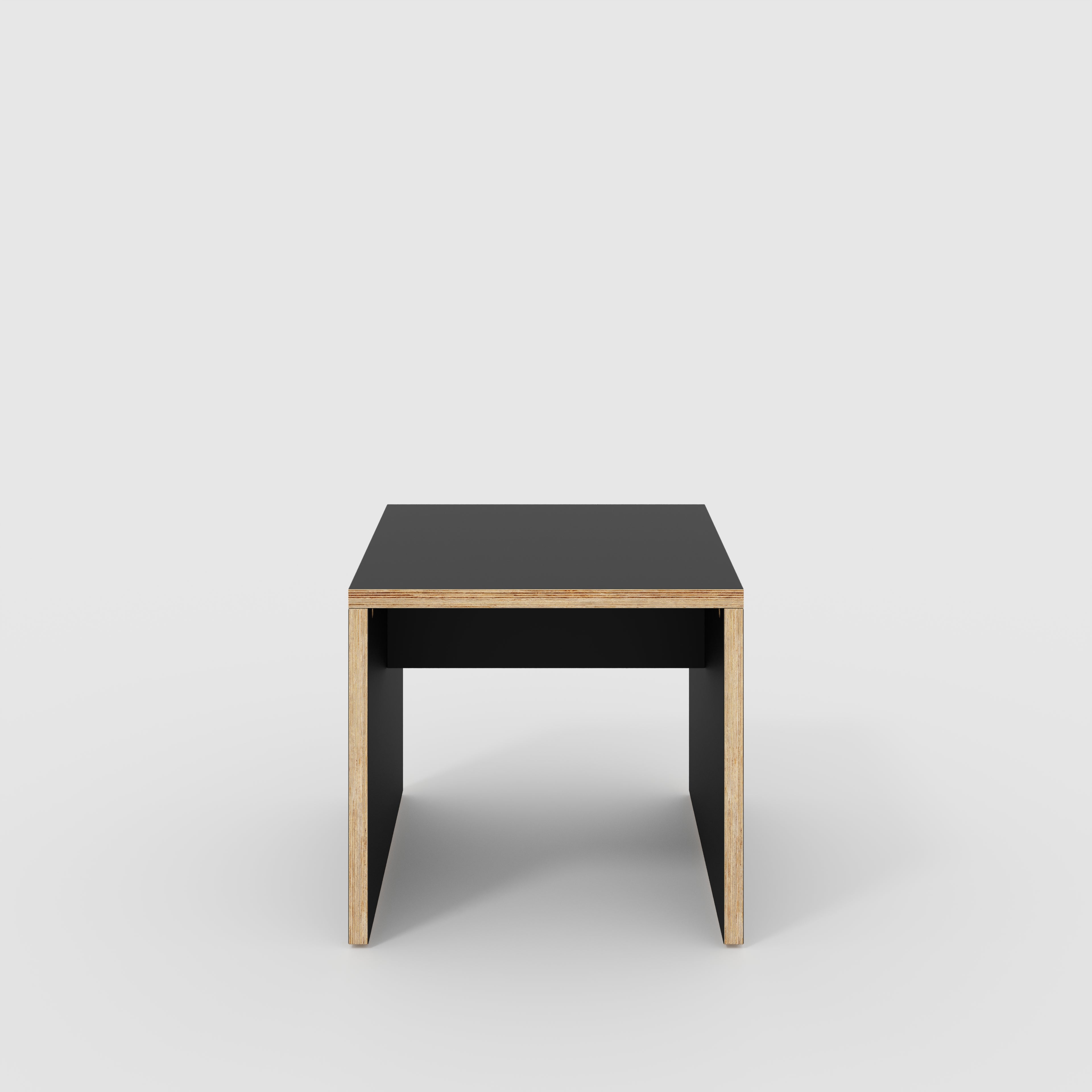 Plywood Side Table with Solid Sides - Formica Diamond Black - 500(w) x 500(d) x 450(h)