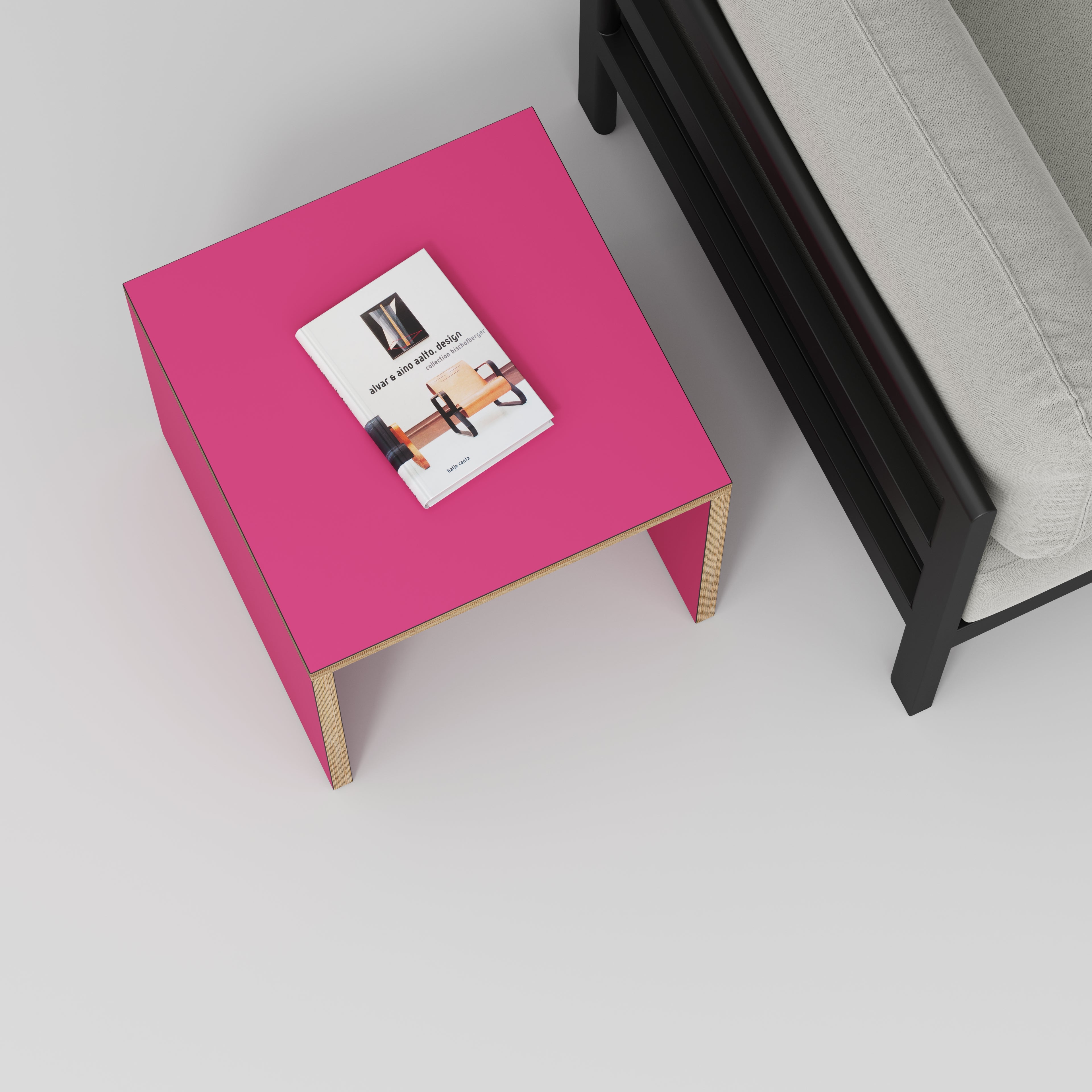 Plywood Side Table with Solid Sides - Formica Juicy Pink - 500(w) x 500(d) x 450(h)