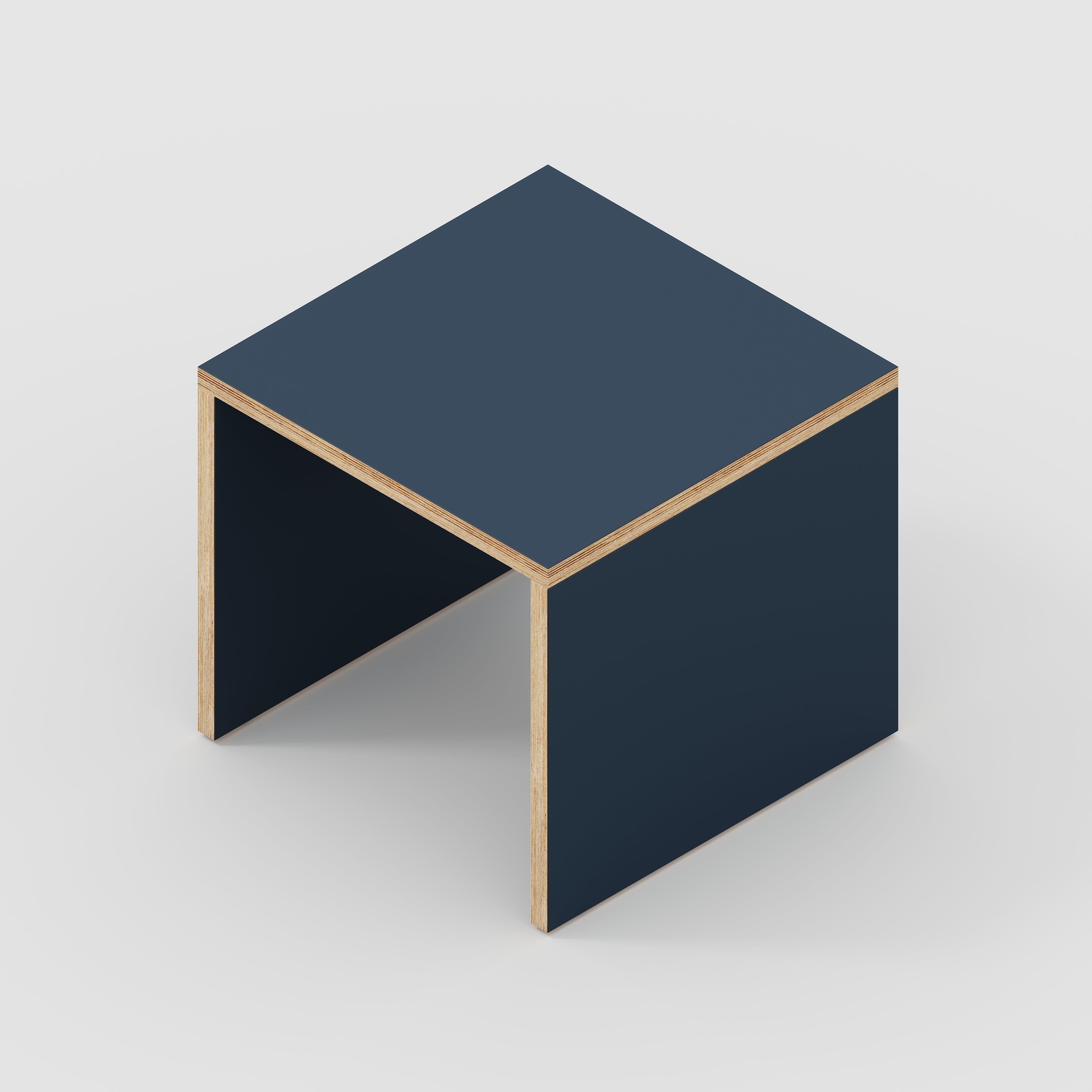 Plywood Side Table with Solid Sides - Formica Night Sea Blue - 500(w) x 500(d) x 450(h)