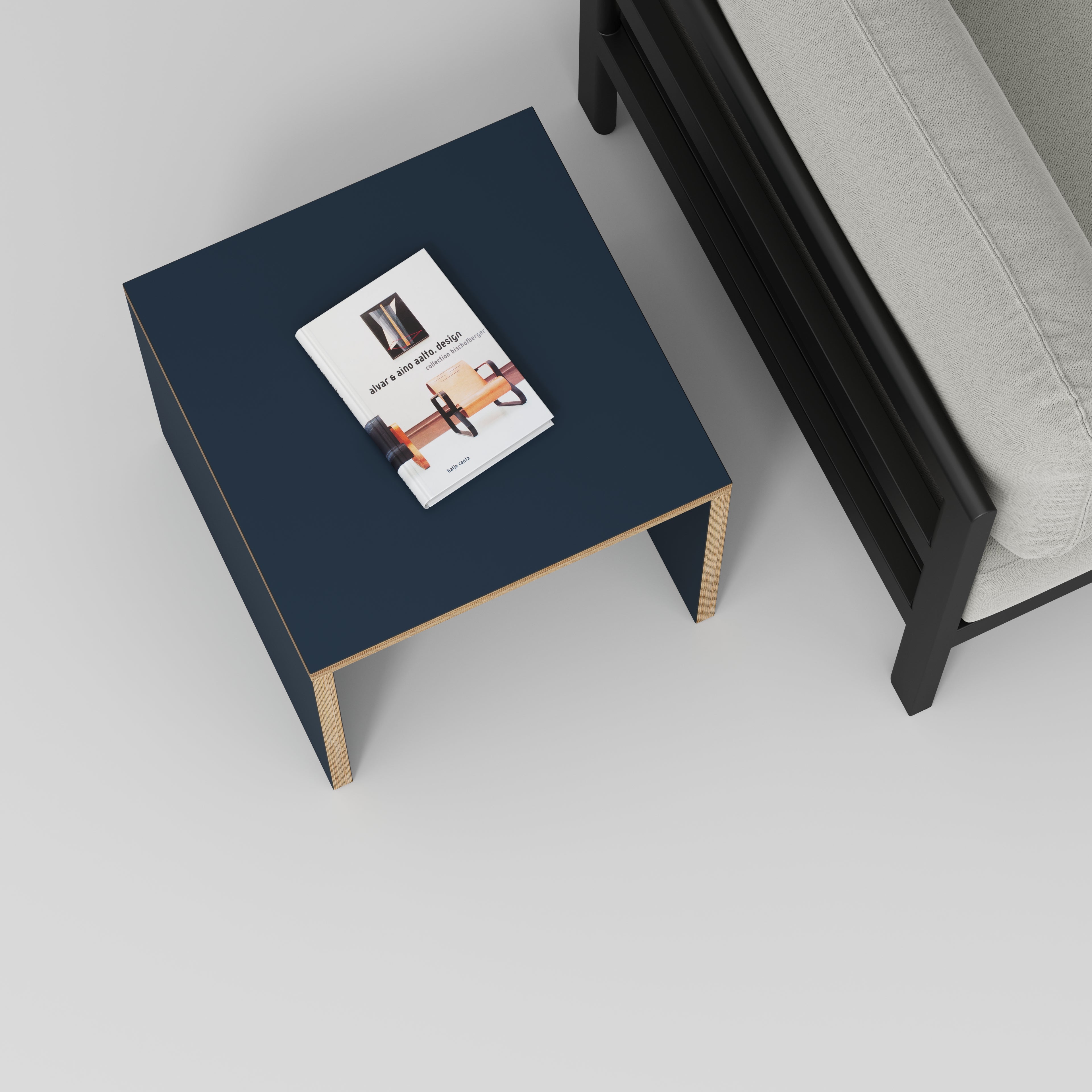 Plywood Side Table with Solid Sides - Formica Night Sea Blue - 500(w) x 500(d) x 450(h)