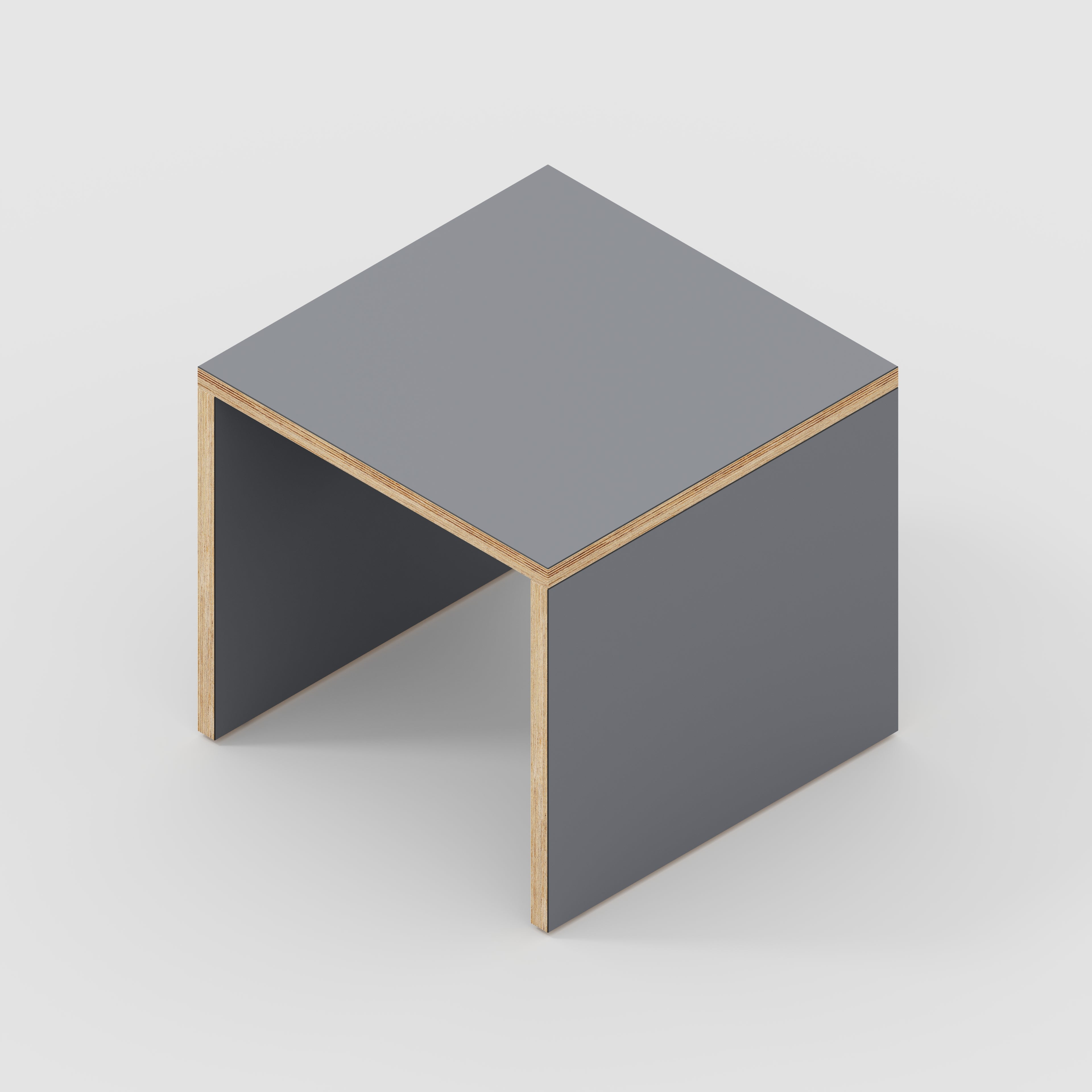 Plywood Side Table with Solid Sides - Formica Tornado Grey - 500(w) x 500(d) x 450(h)
