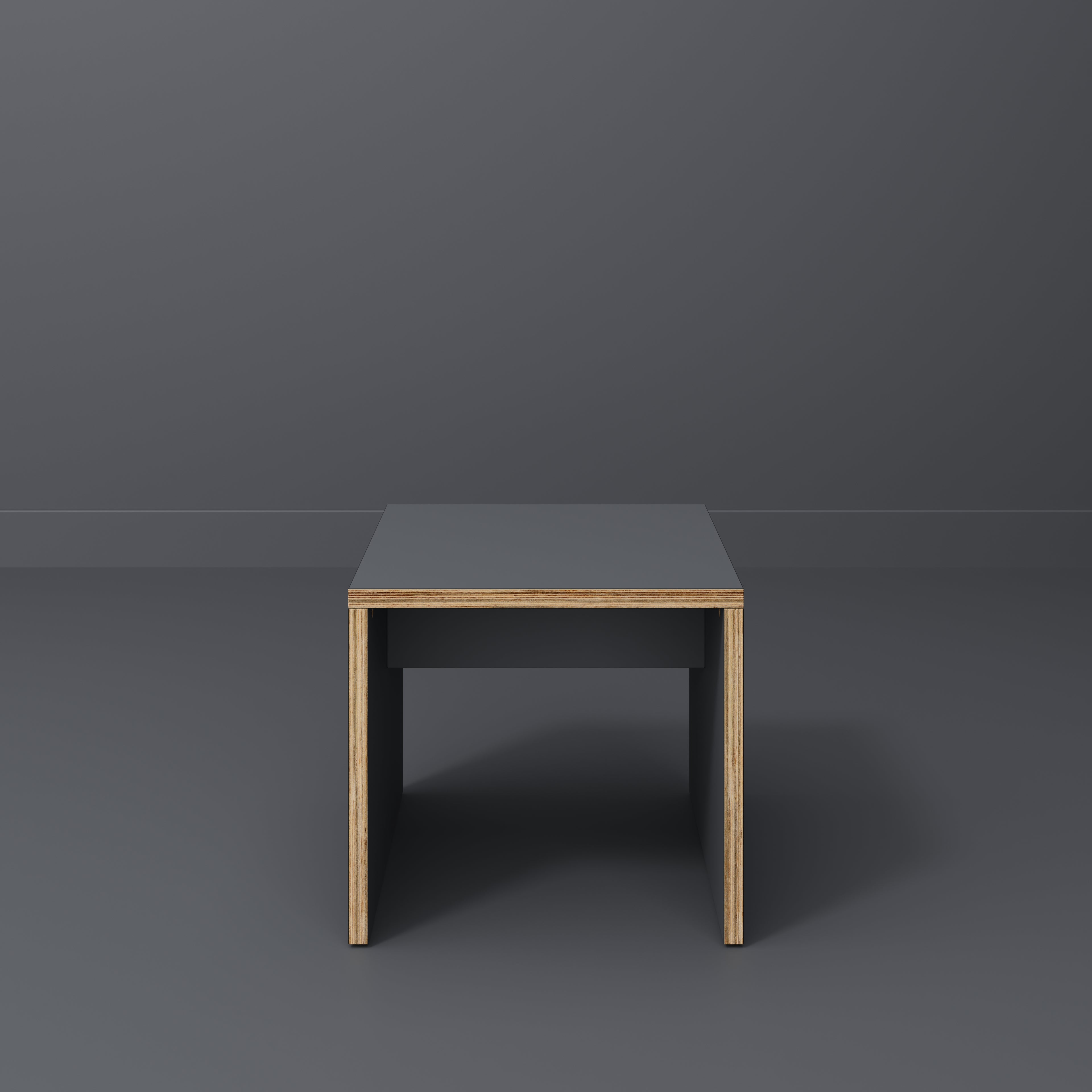 Plywood Side Table with Solid Sides - Formica Tornado Grey - 500(w) x 500(d) x 450(h)