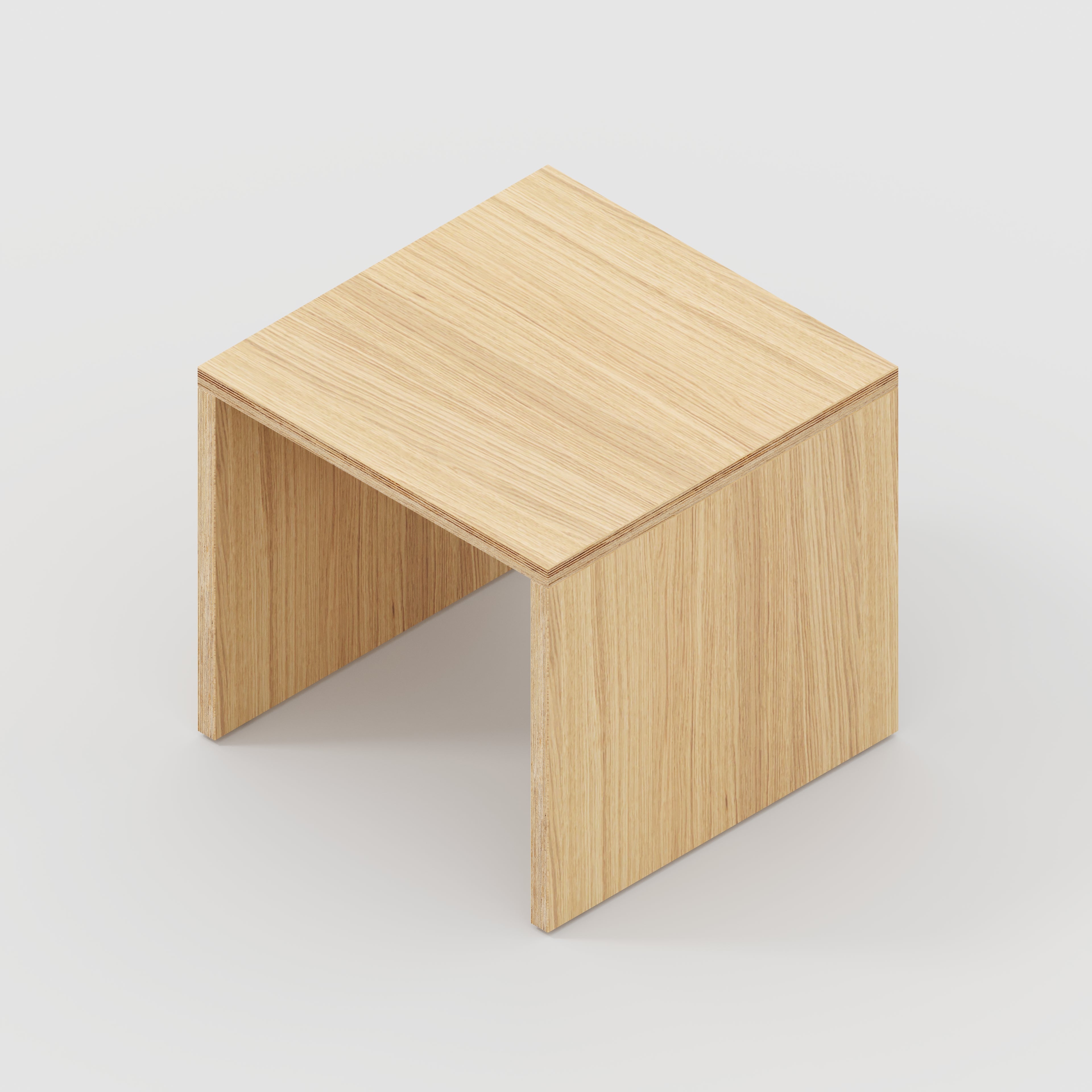Plywood Side Table with Solid Sides - Plywood Oak - 500(w) x 500(d) x 450(h)