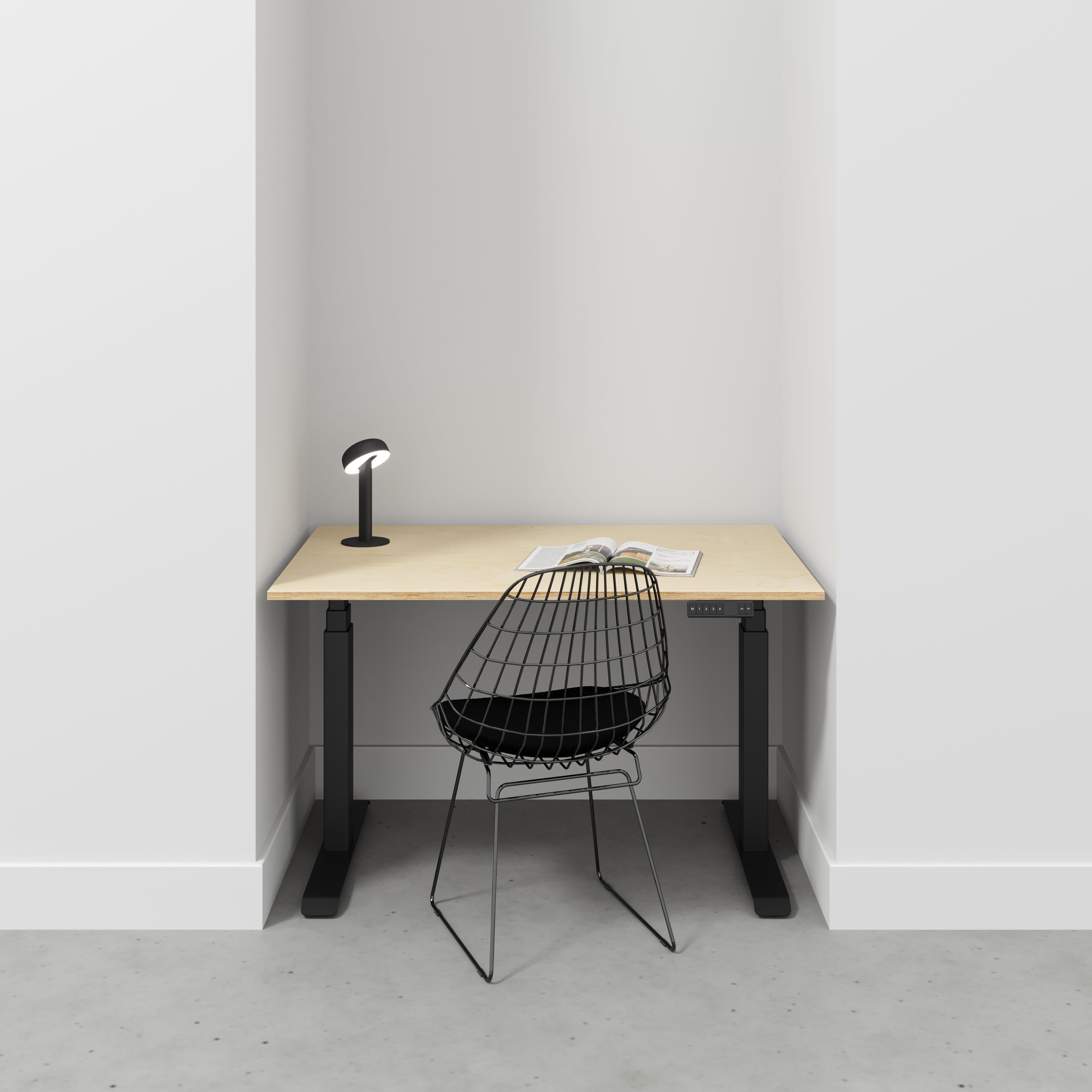 Sit Stand Desk with Black Frame - Plywood Birch - 1200(w) x 800(d)