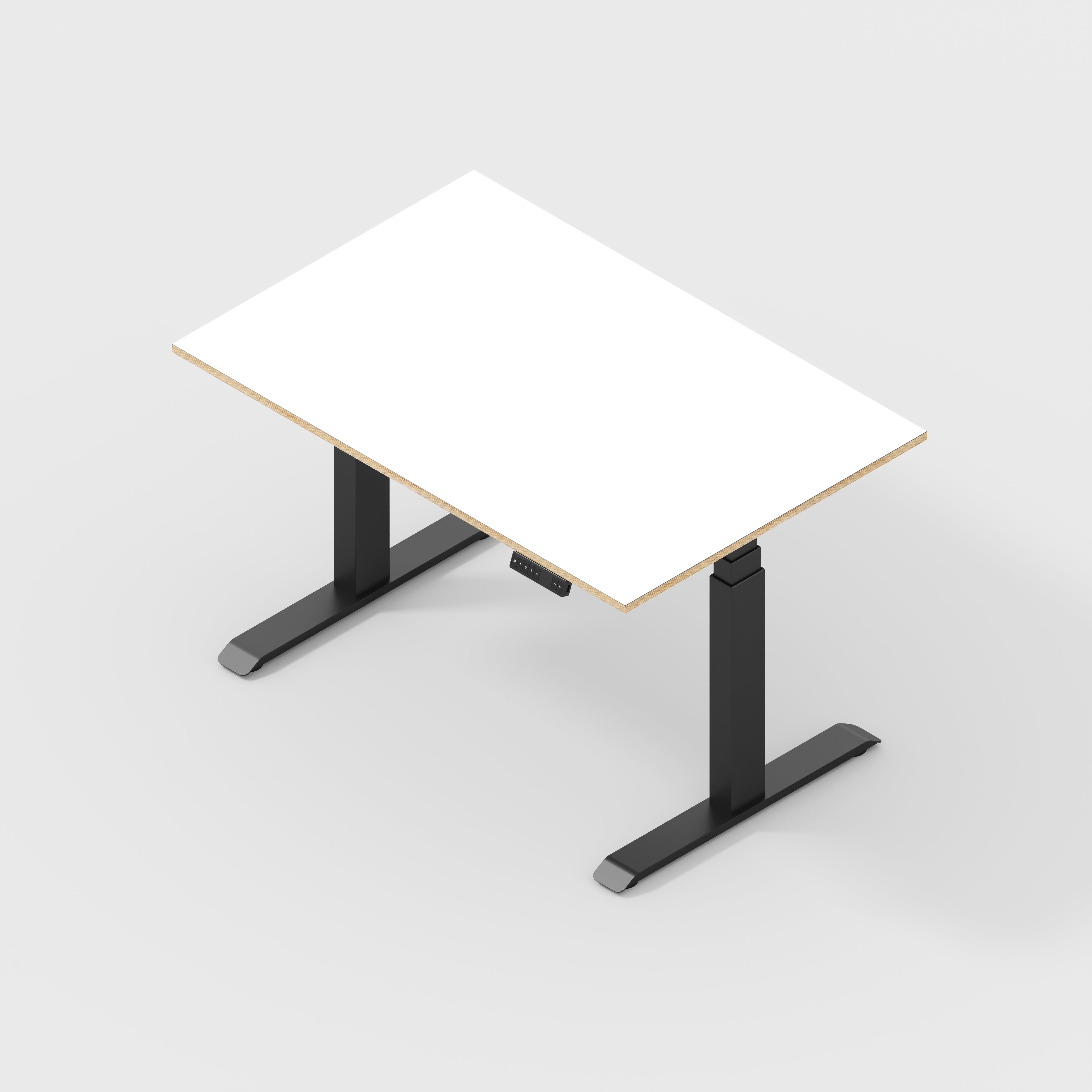 Plywood Sit Stand Desk with Black Frame - Formica White - 1200(w) x 800(d)