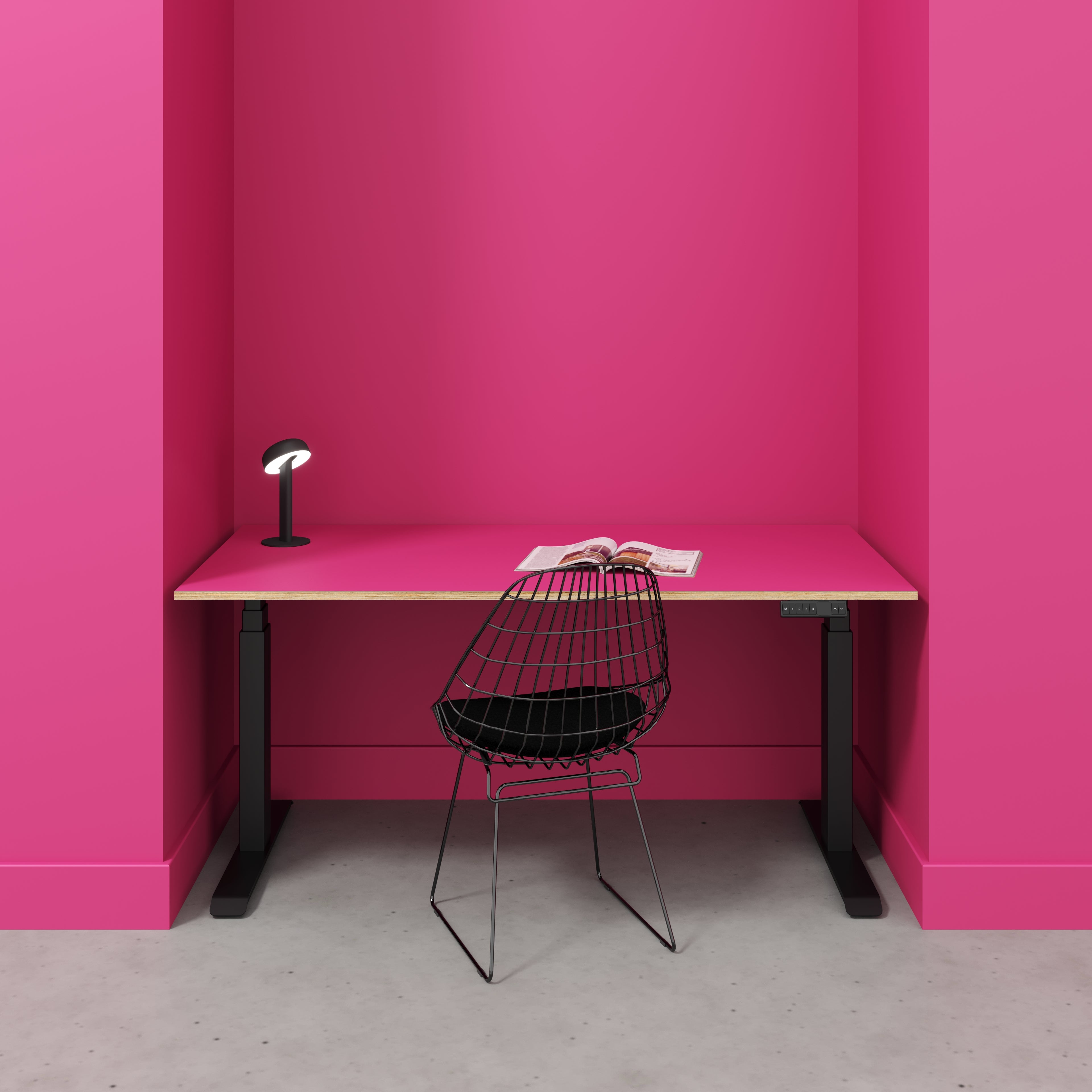 Sit Stand Desk with Black Frame - Formica Juicy Pink - 1600(w) x 800(d)