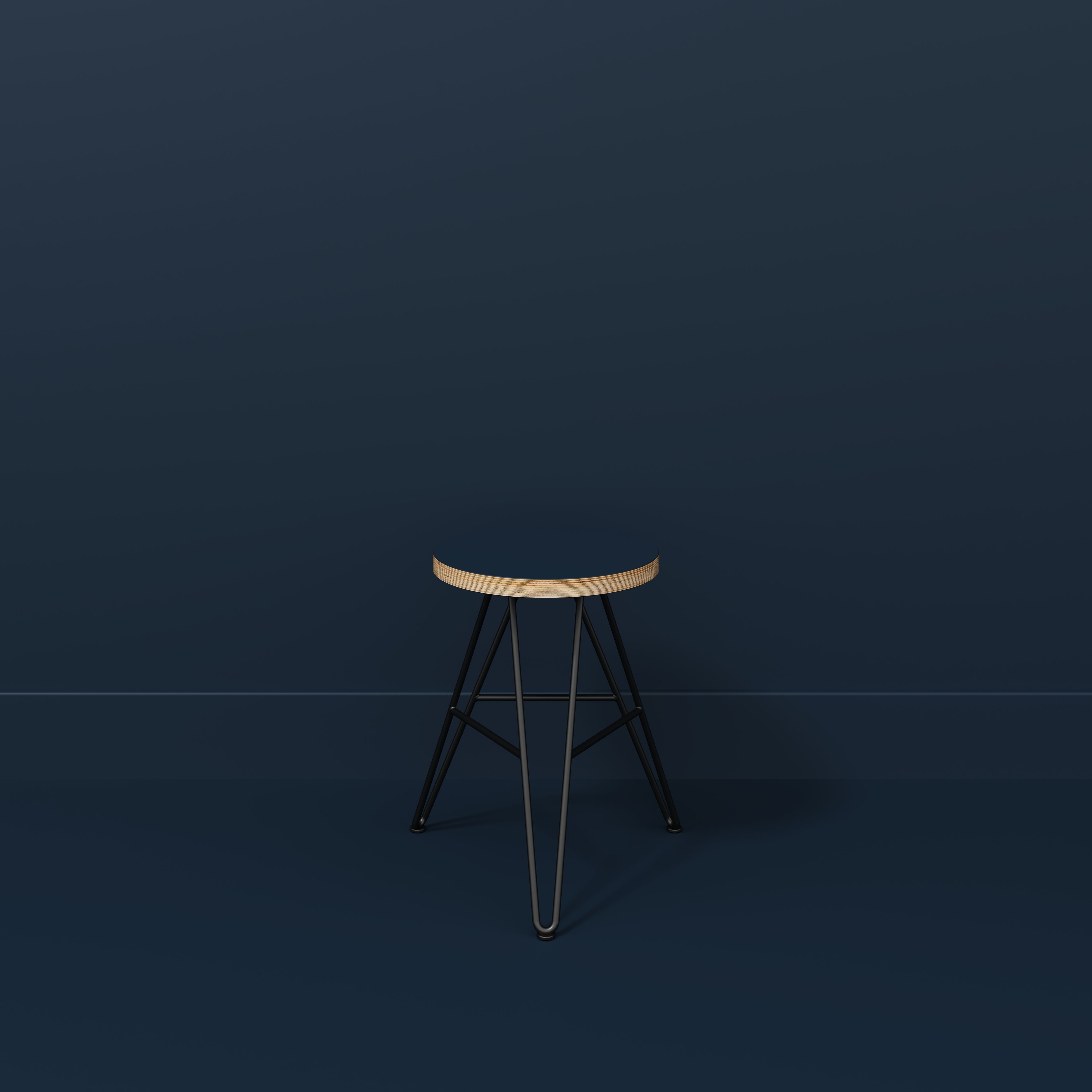 Stool with Black Hairpin Base - Formica Night Sea Blue