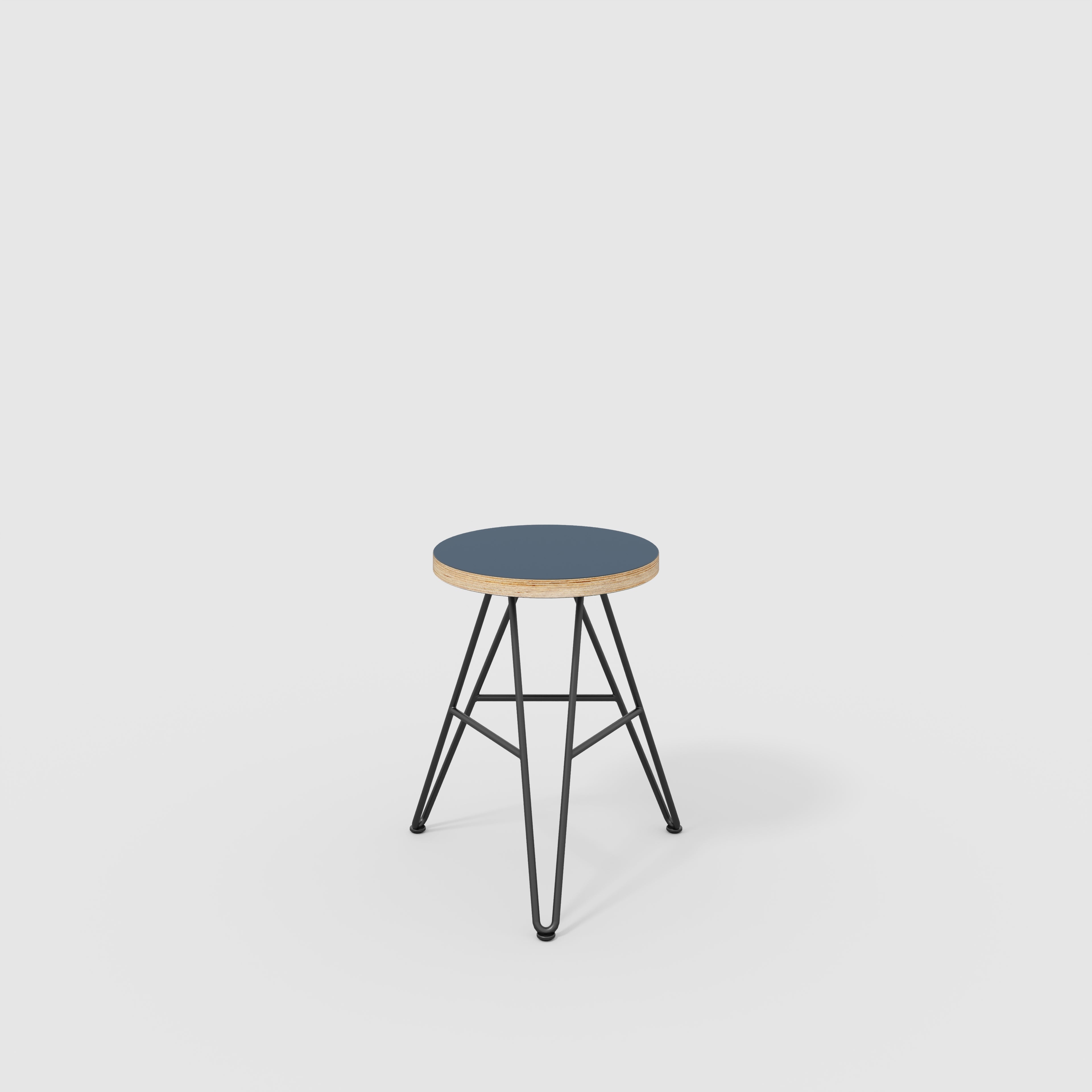 Stool with Black Hairpin Base - Formica Night Sea Blue