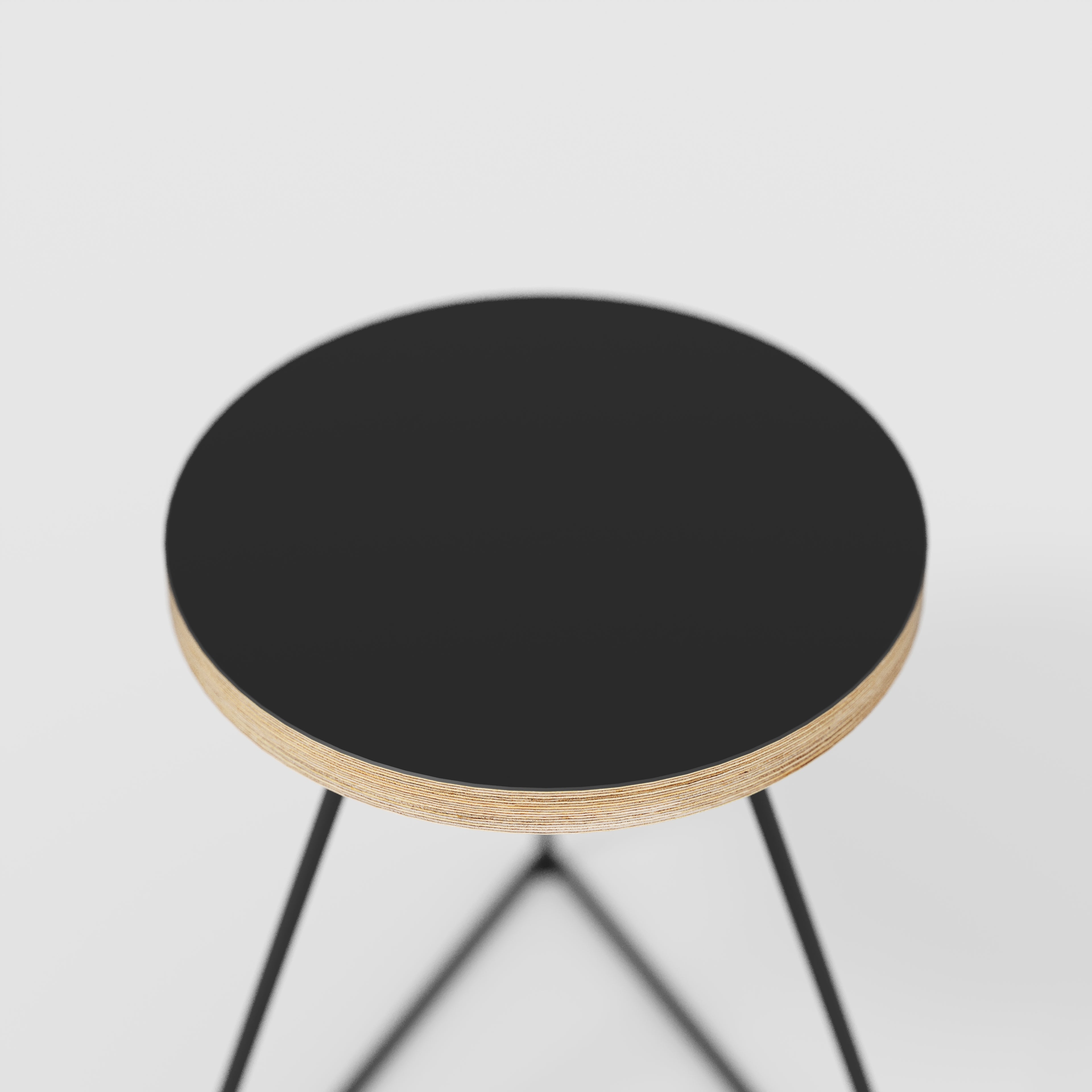 Plywood Stool with Black Prism Base - Formica Diamond Black