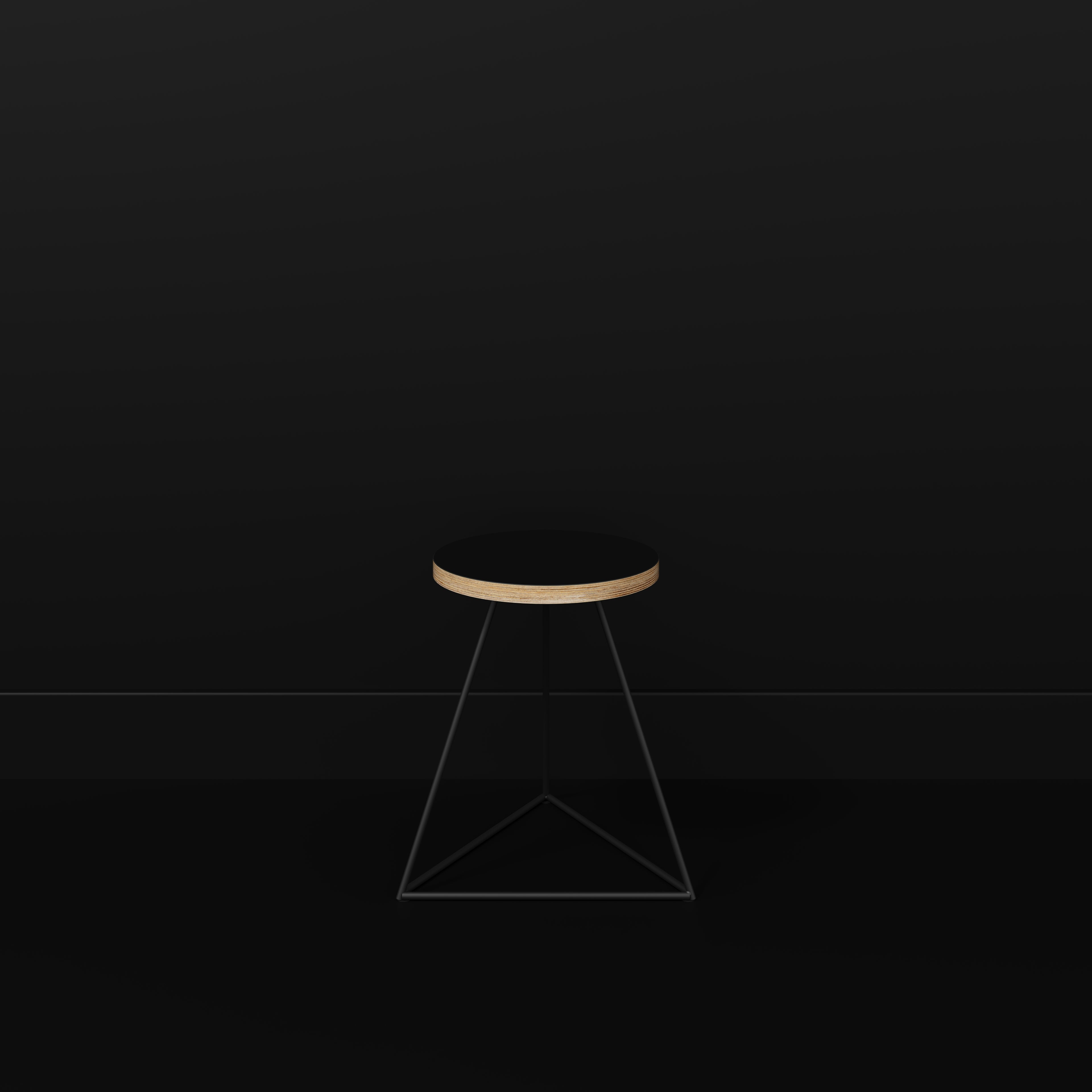 Plywood Stool with Black Prism Base - Formica Diamond Black