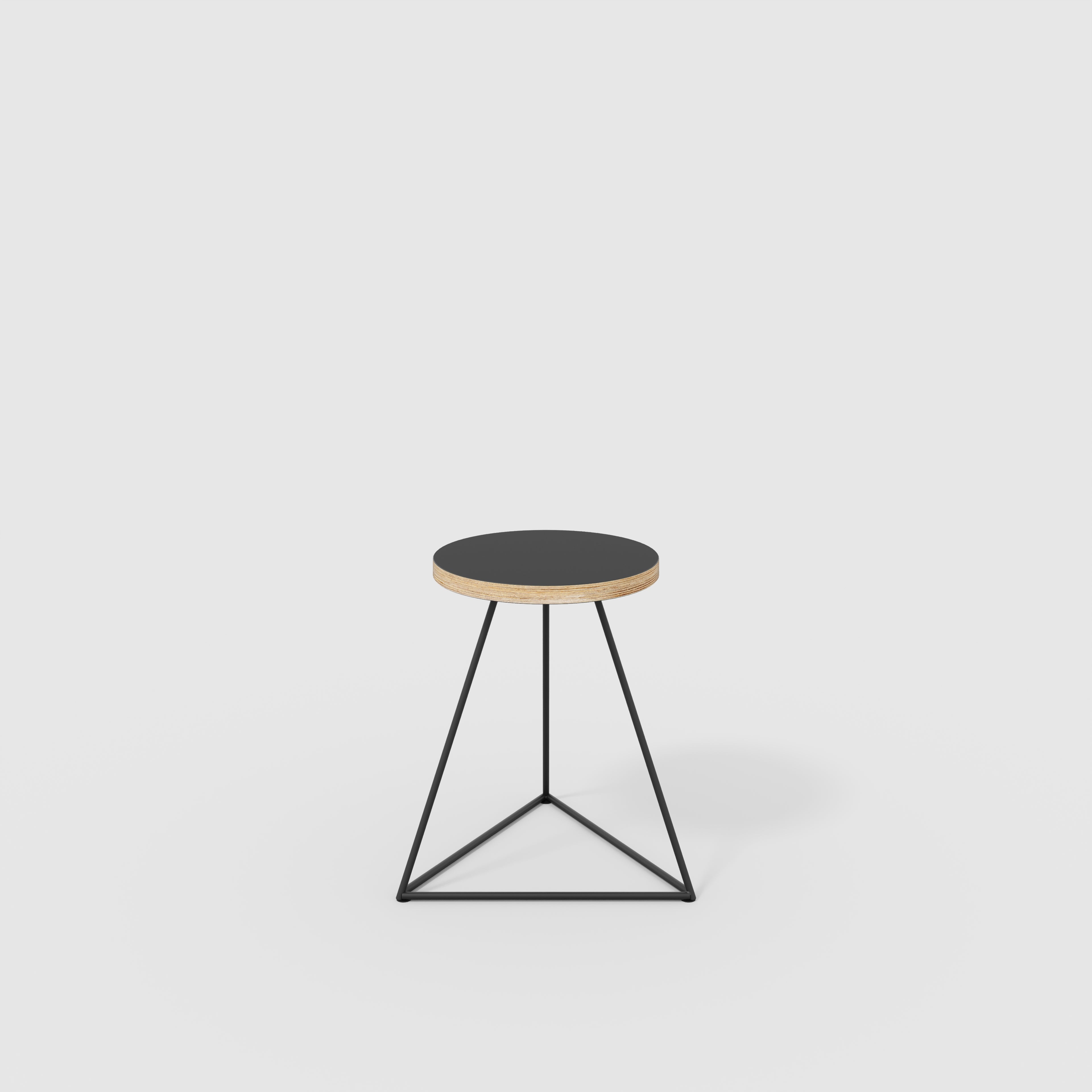 Plywood Stool with Black Prism Base - Formica Diamond Black