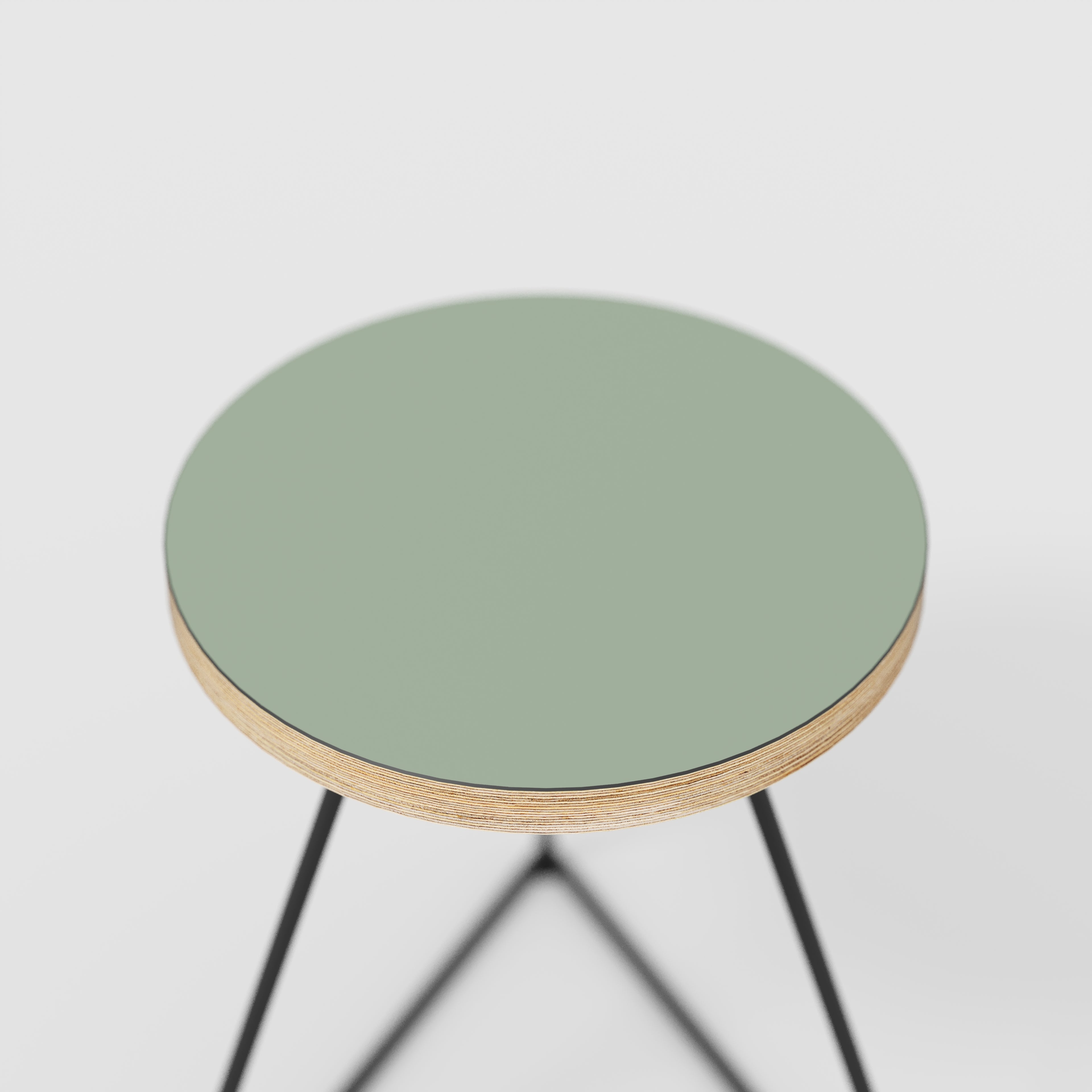 Plywood Stool with Black Prism Base - Formica Green Slate