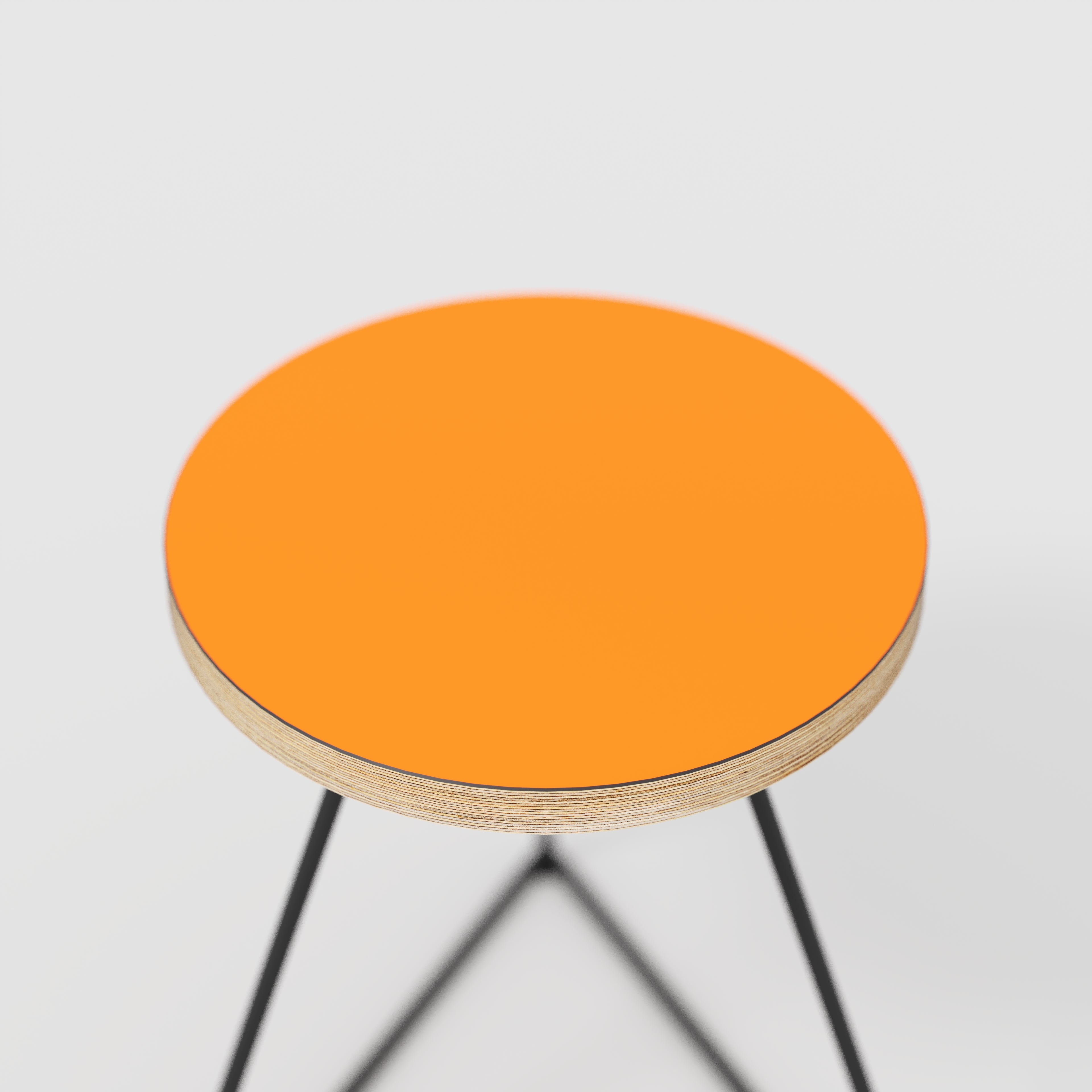 Plywood Stool with Black Prism Base - Formica Levante Orange