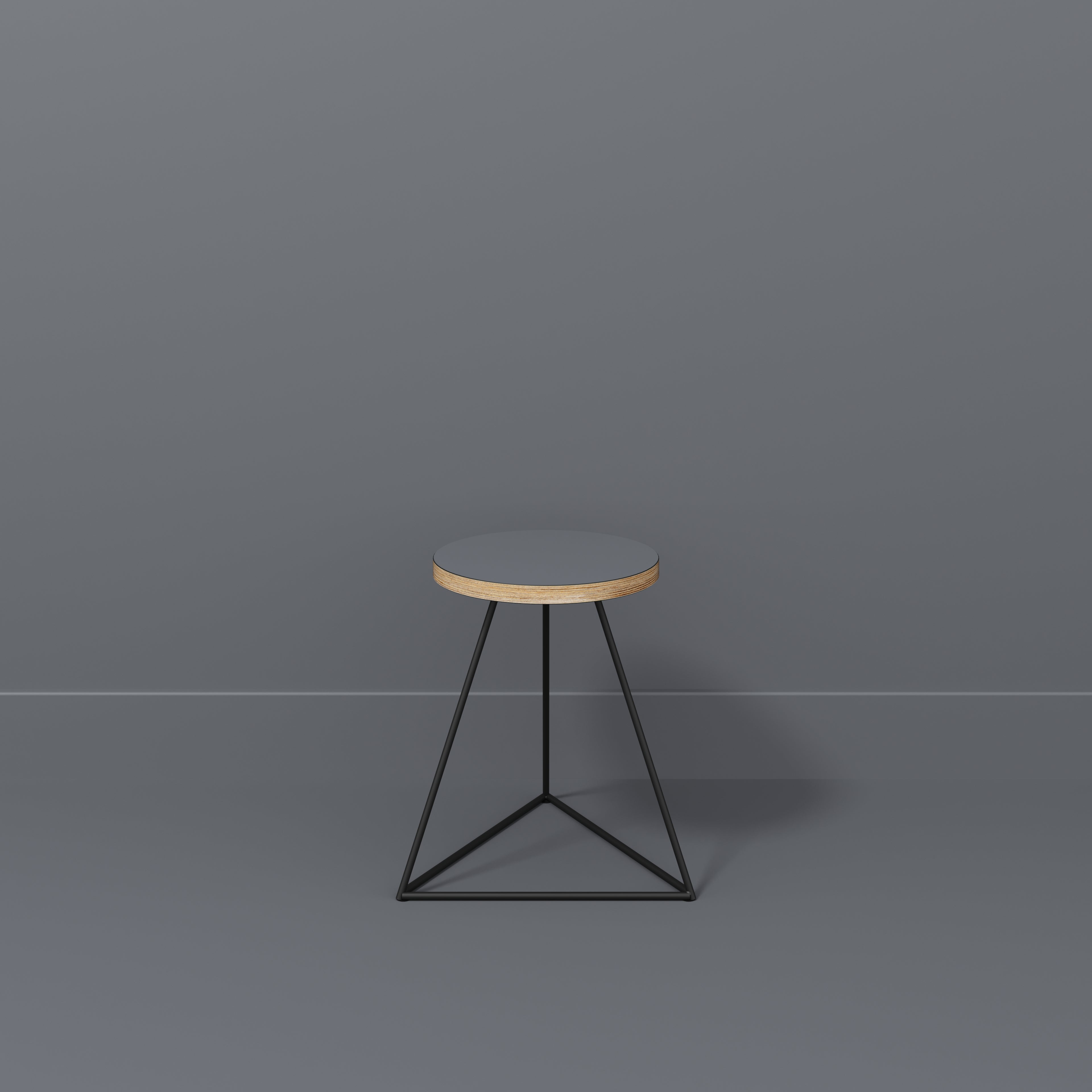 Plywood Stool with Black Prism Base - Formica Tornado Grey