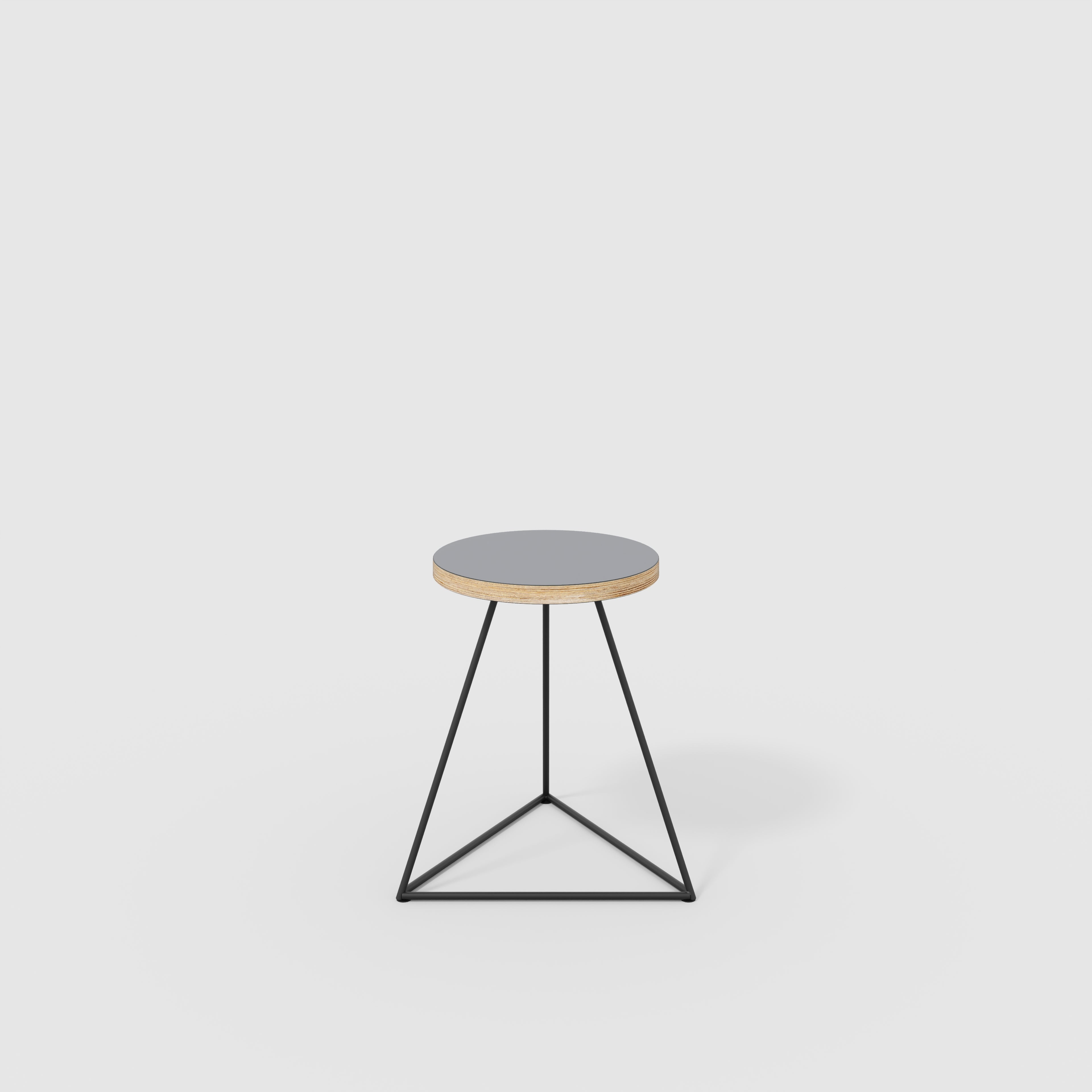Plywood Stool with Black Prism Base - Formica Tornado Grey