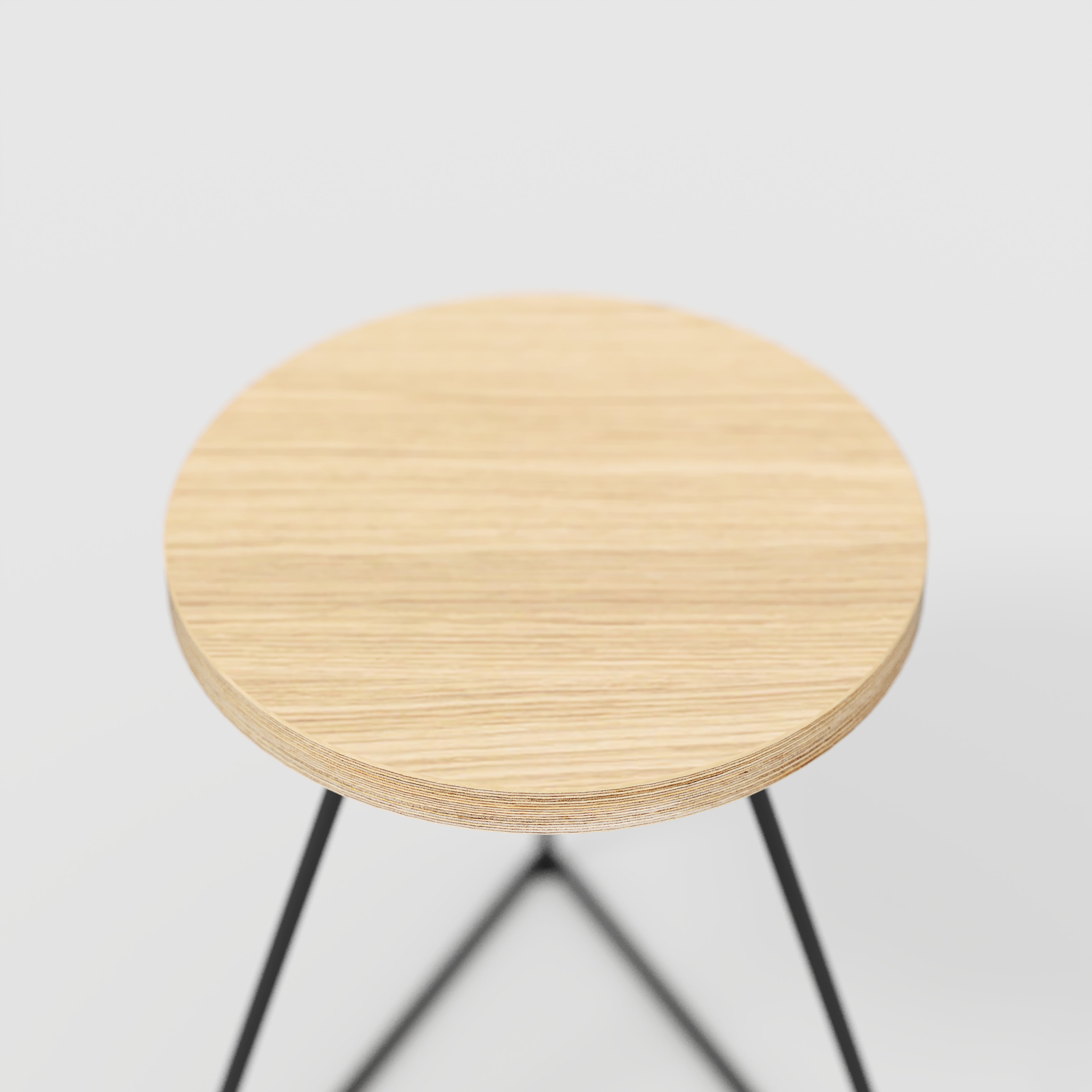 Plywood Stool with Black Prism Base - Plywood Oak