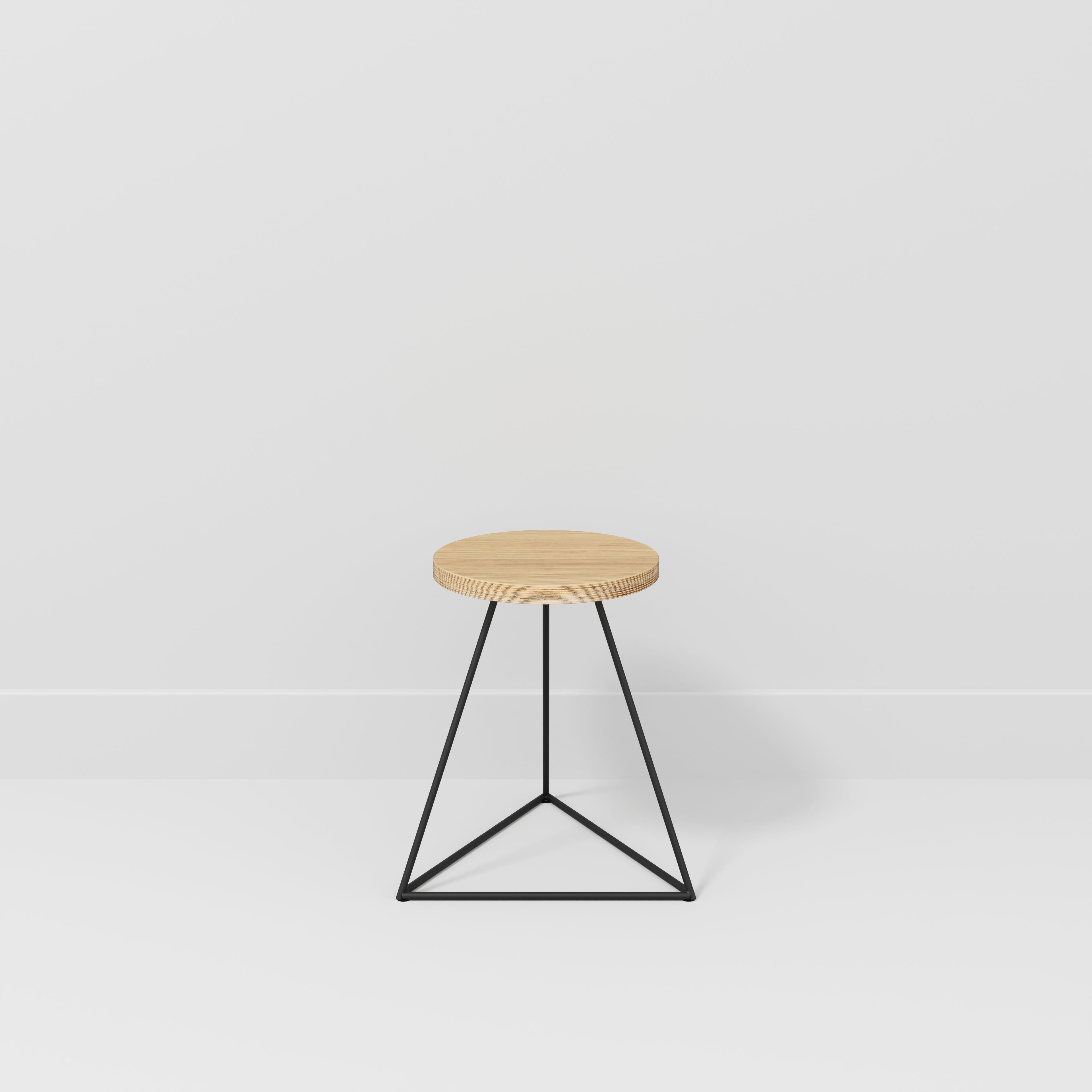 Plywood Stool with Black Prism Base - Plywood Oak