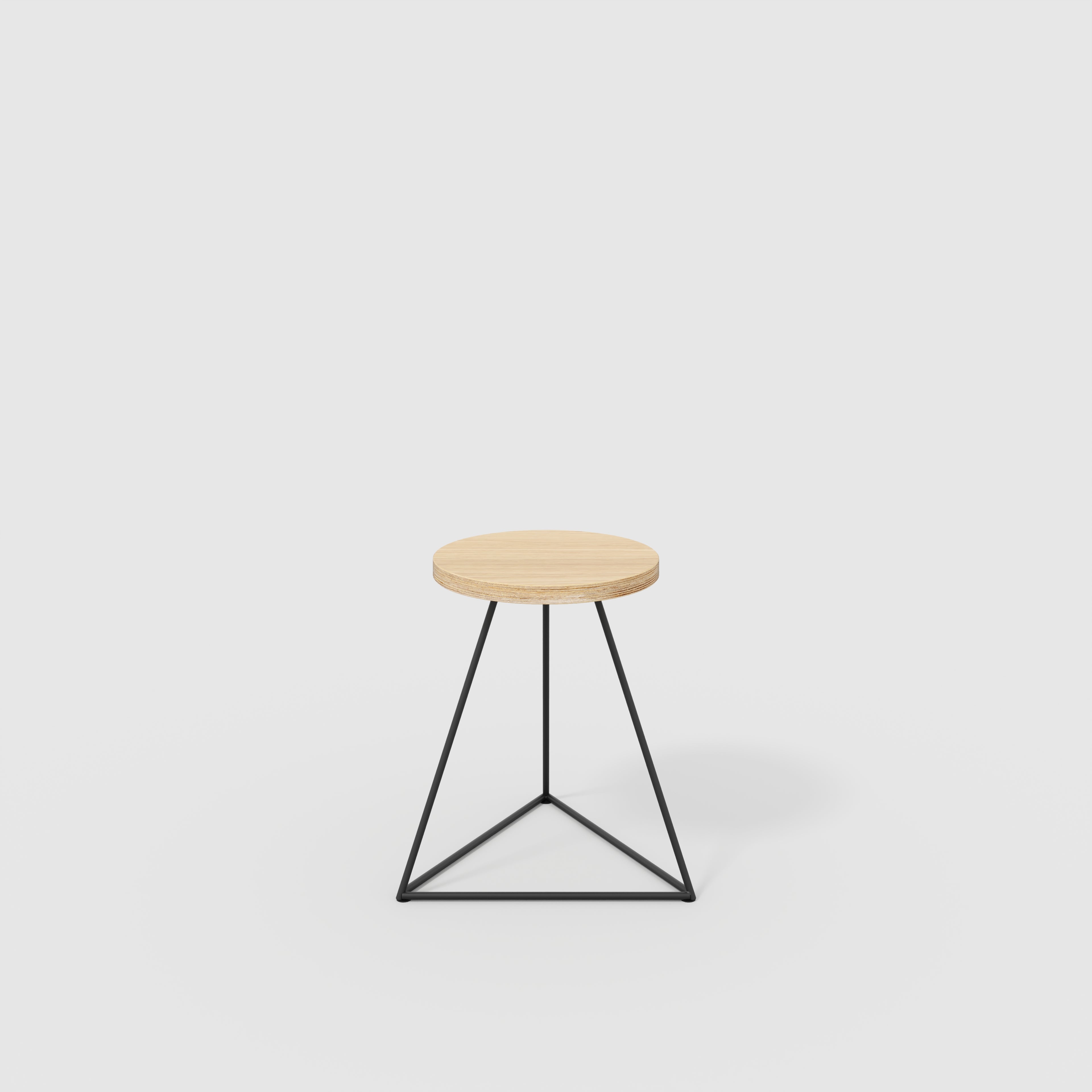 Plywood Stool with Black Prism Base - Plywood Oak