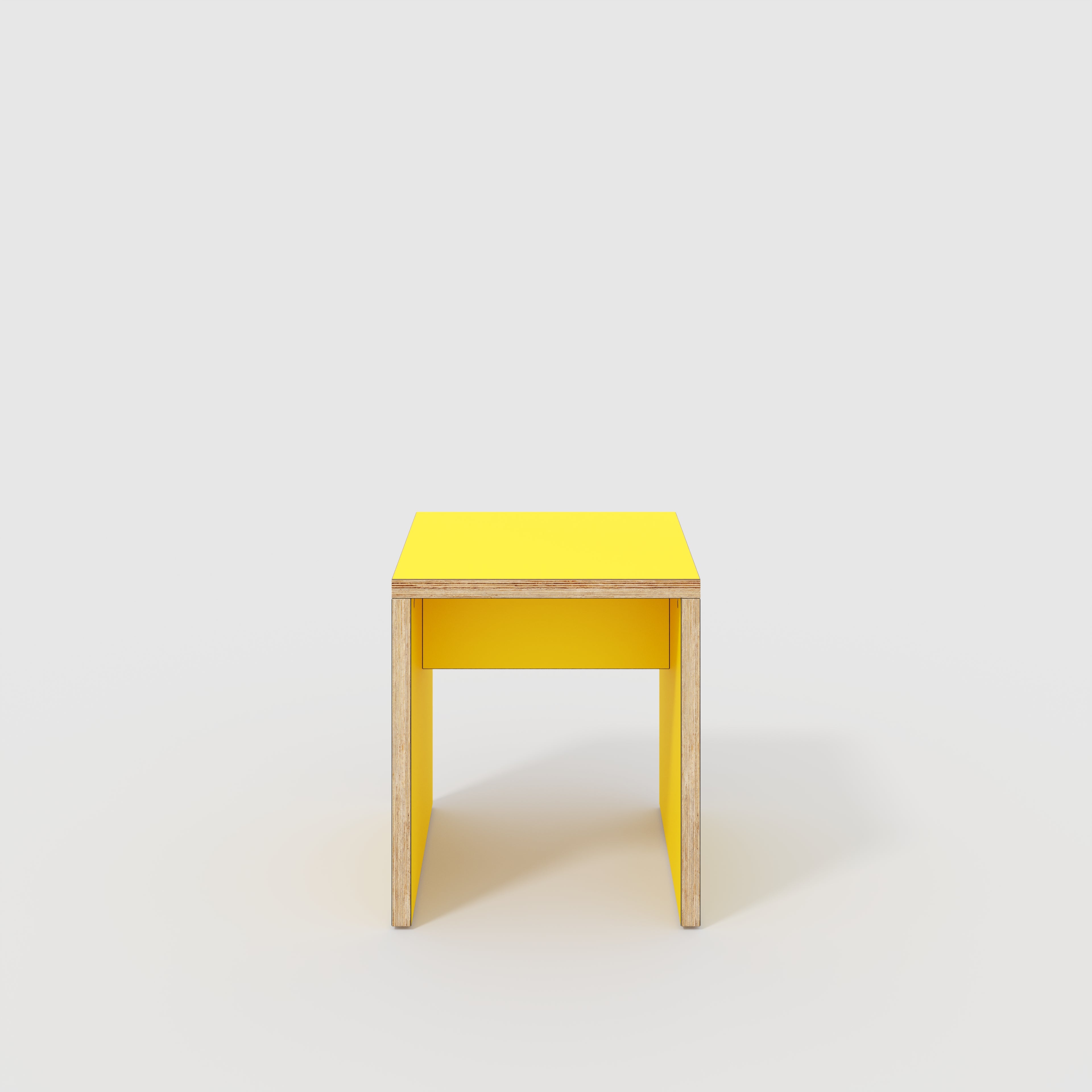 Plywood Stool with Solid Sides - Formica Chrome Yellow - 400(w) x 400(d) x 450(h)