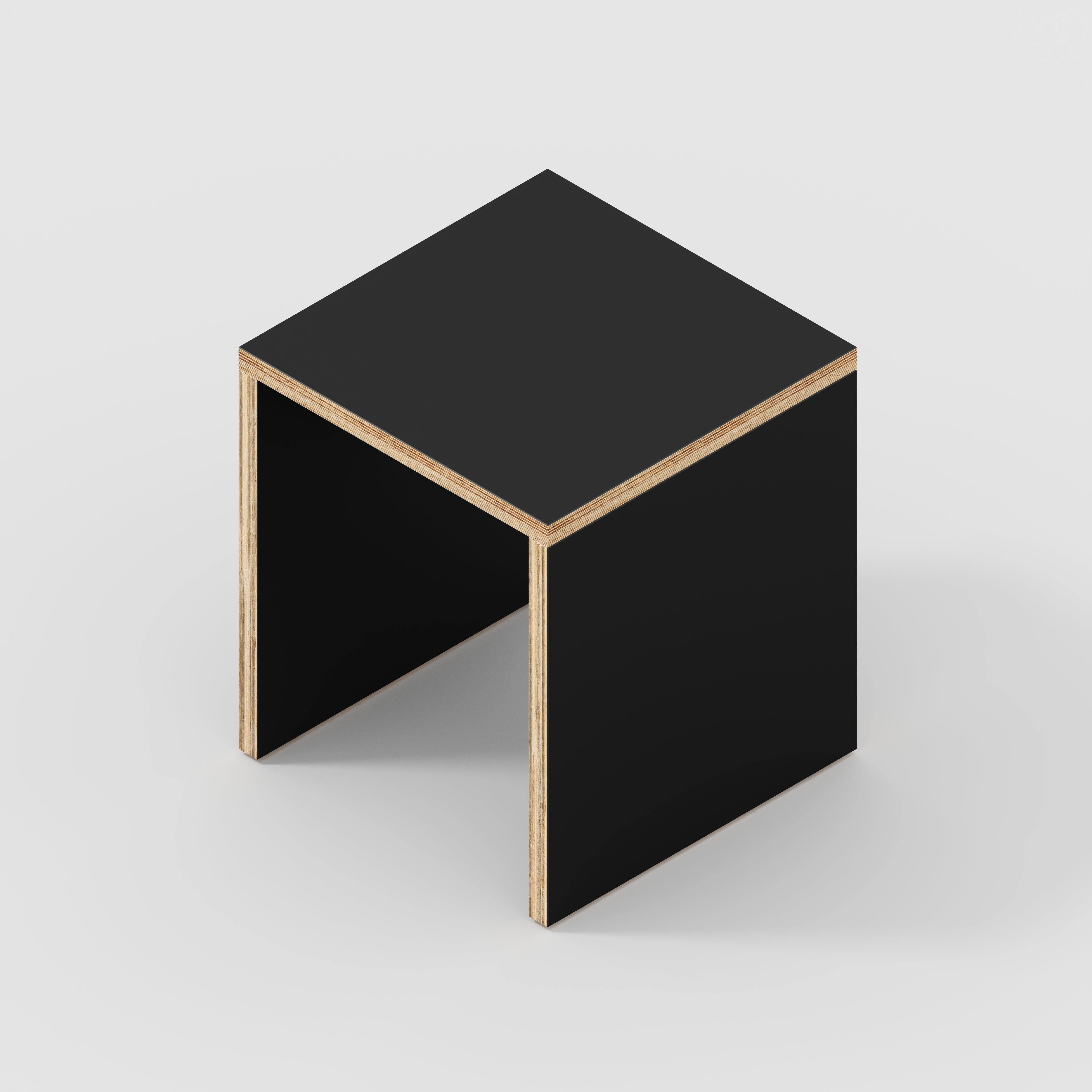 Plywood Stool with Solid Sides - Formica Diamond Black - 400(w) x 400(d) x 450(h)