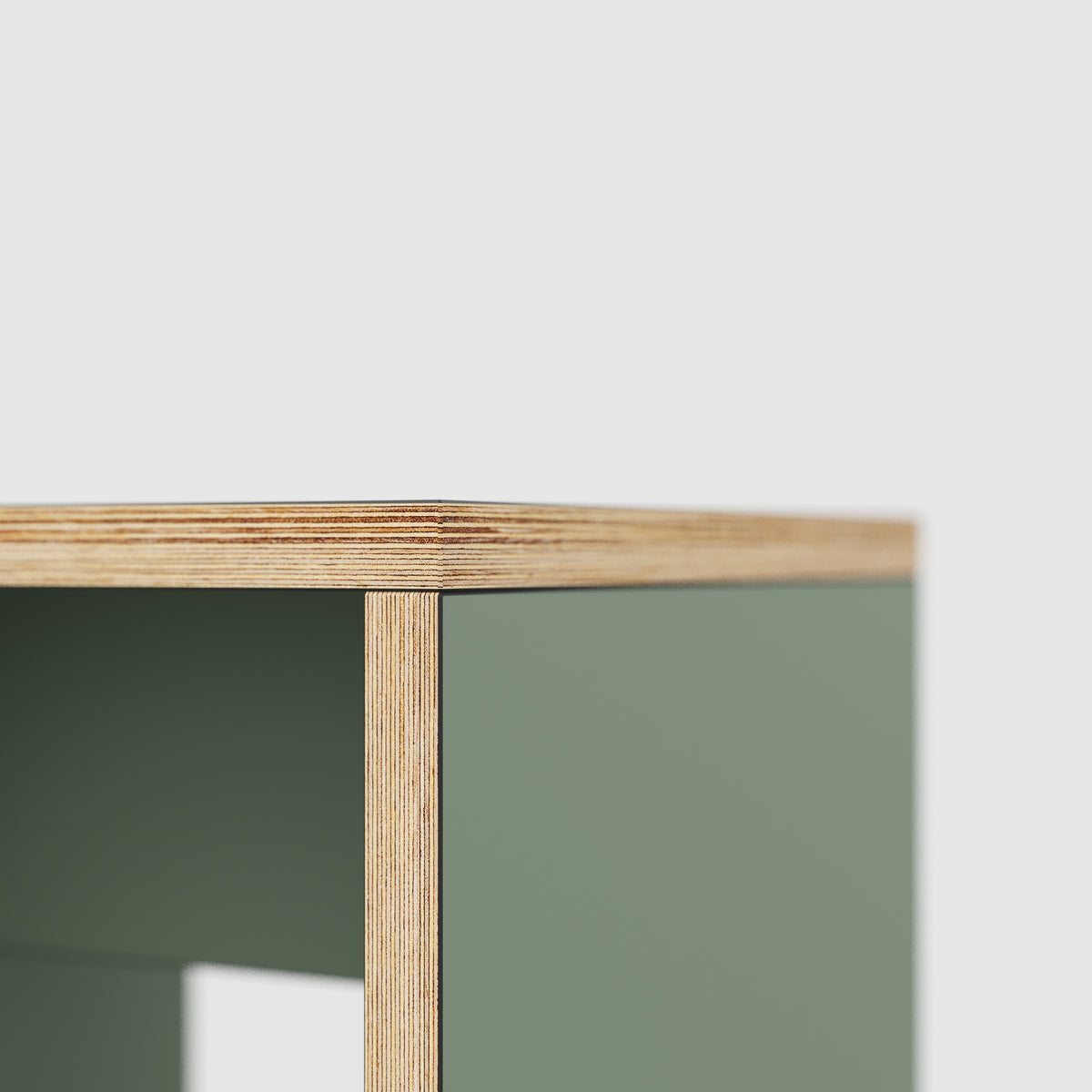 Plywood Stool with Solid Sides - Formica Green Slate - 400(w) x 400(d) x 450(h)