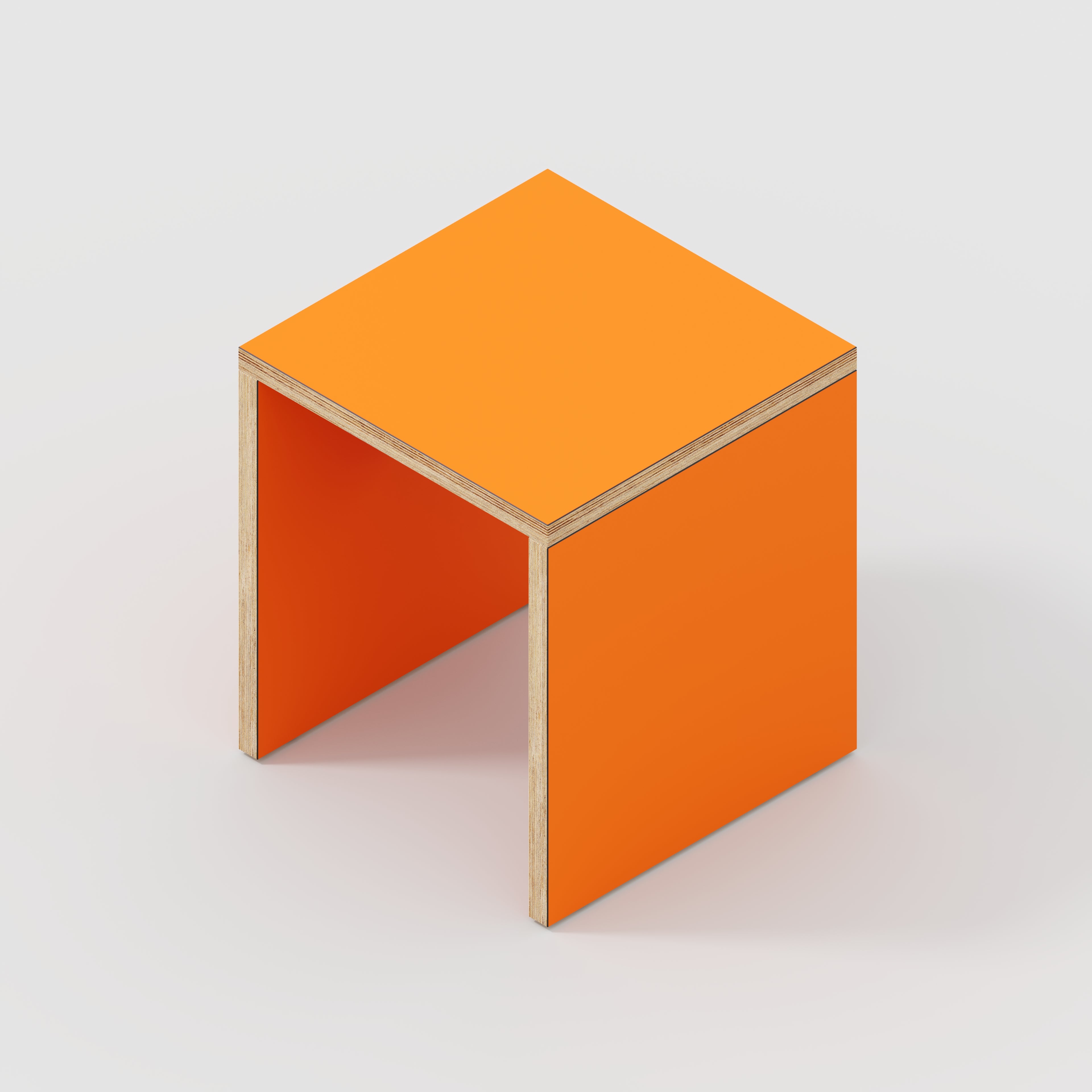 Plywood Stool with Solid Sides - Formica Levante Orange - 400(w) x 400(d) x 450(h)