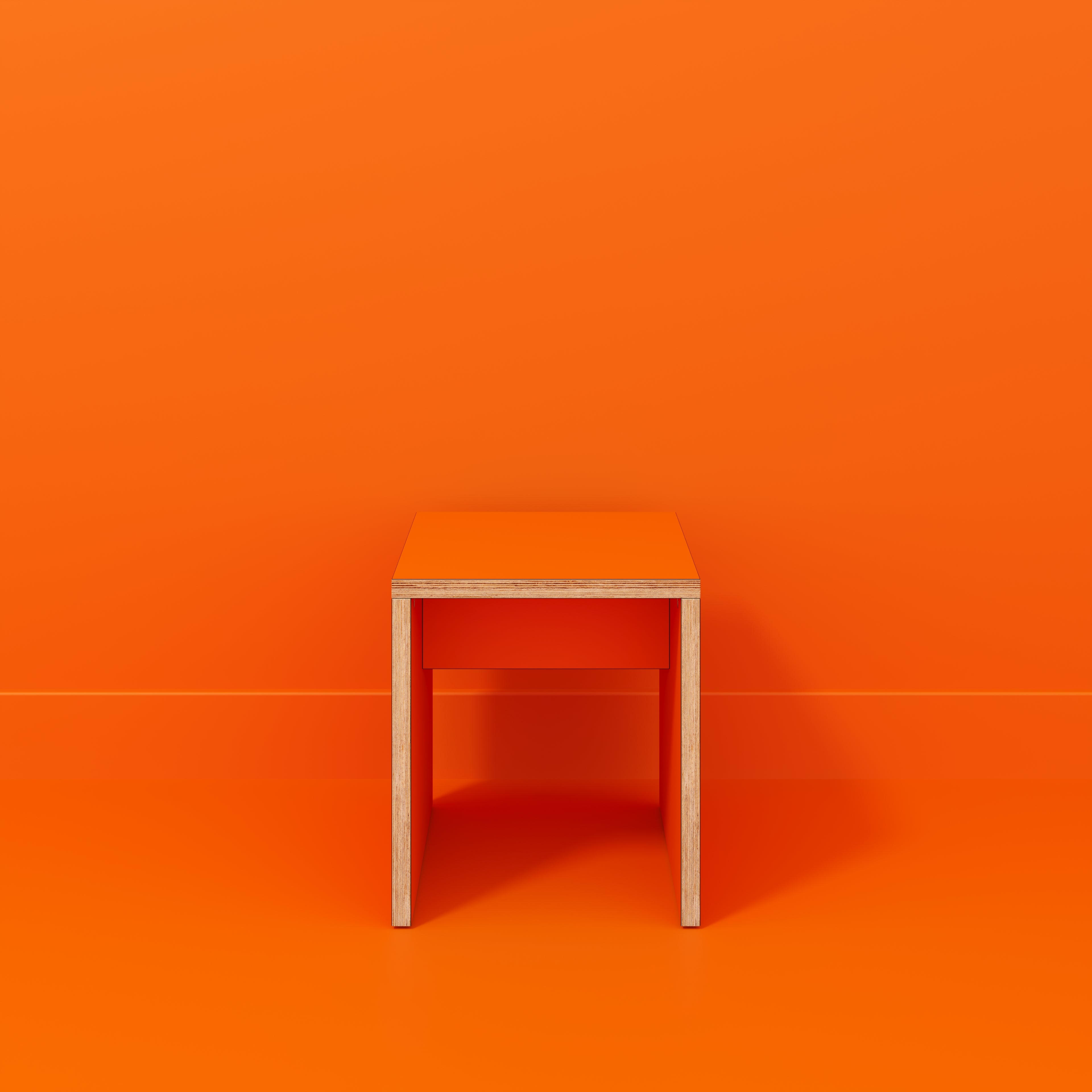 Plywood Stool with Solid Sides - Formica Levante Orange - 400(w) x 400(d) x 450(h)