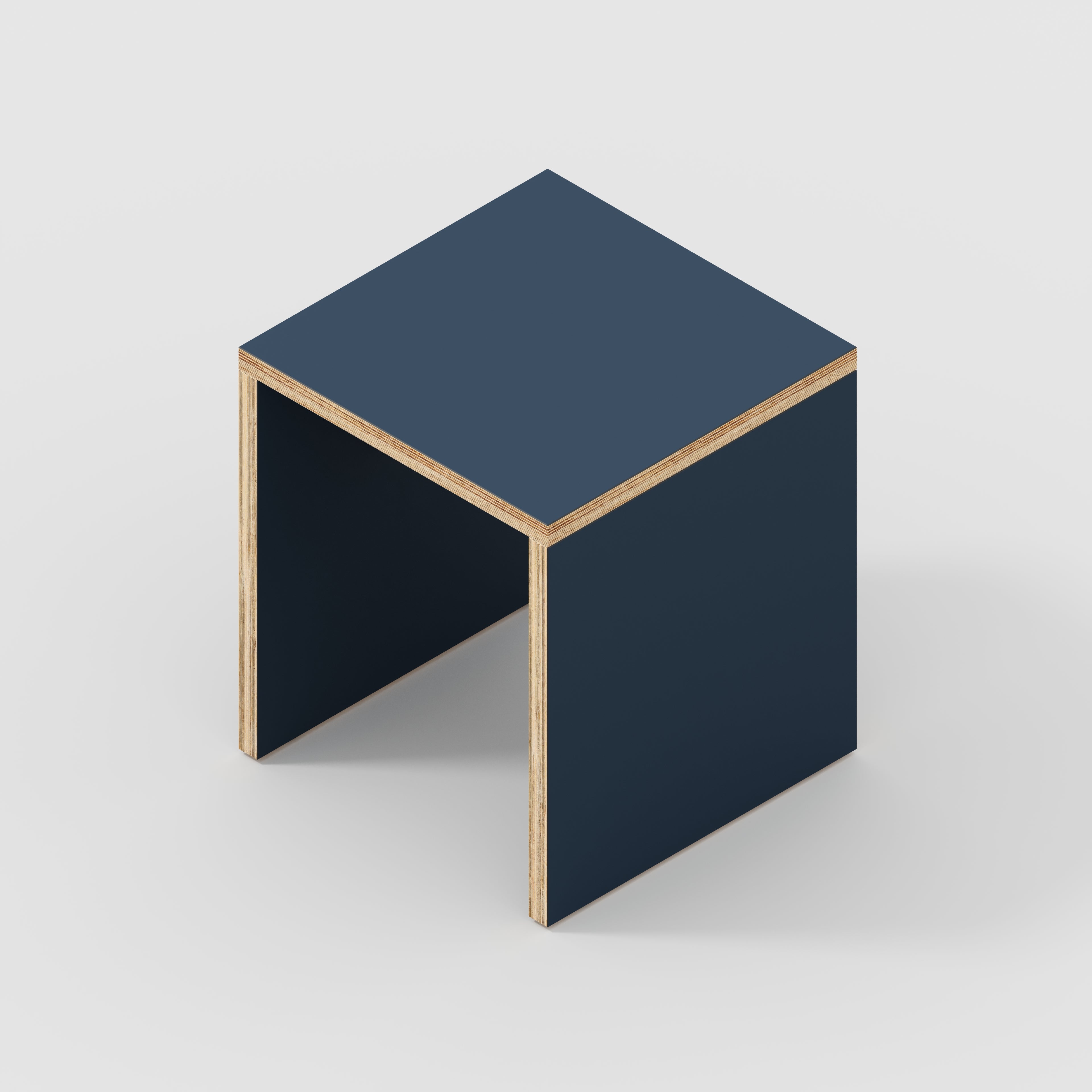 Plywood Stool with Solid Sides - Formica Night Sea Blue - 400(w) x 400(d) x 450(h)