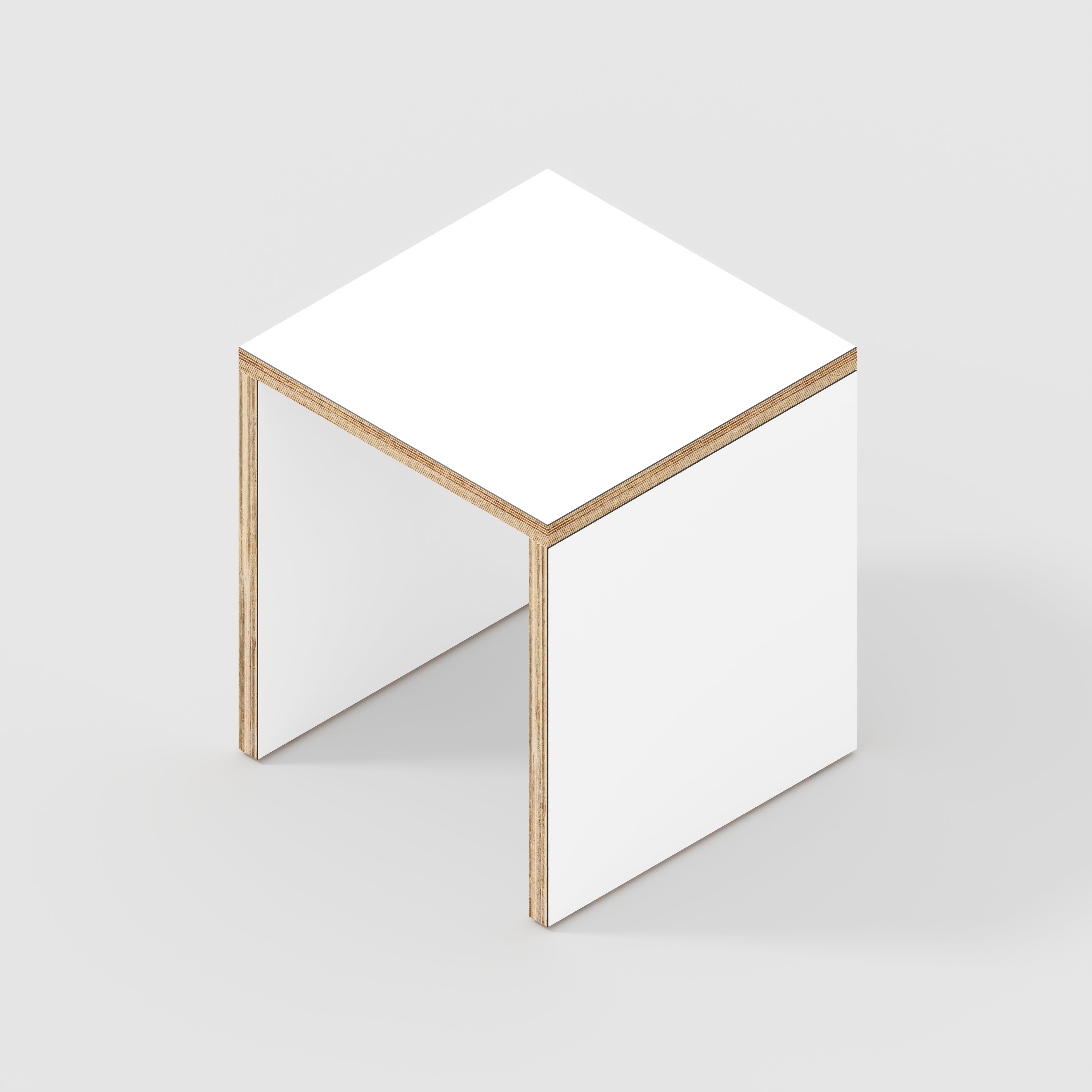 Plywood Stool with Solid Sides - Formica White - 400(w) x 400(d) x 450(h)