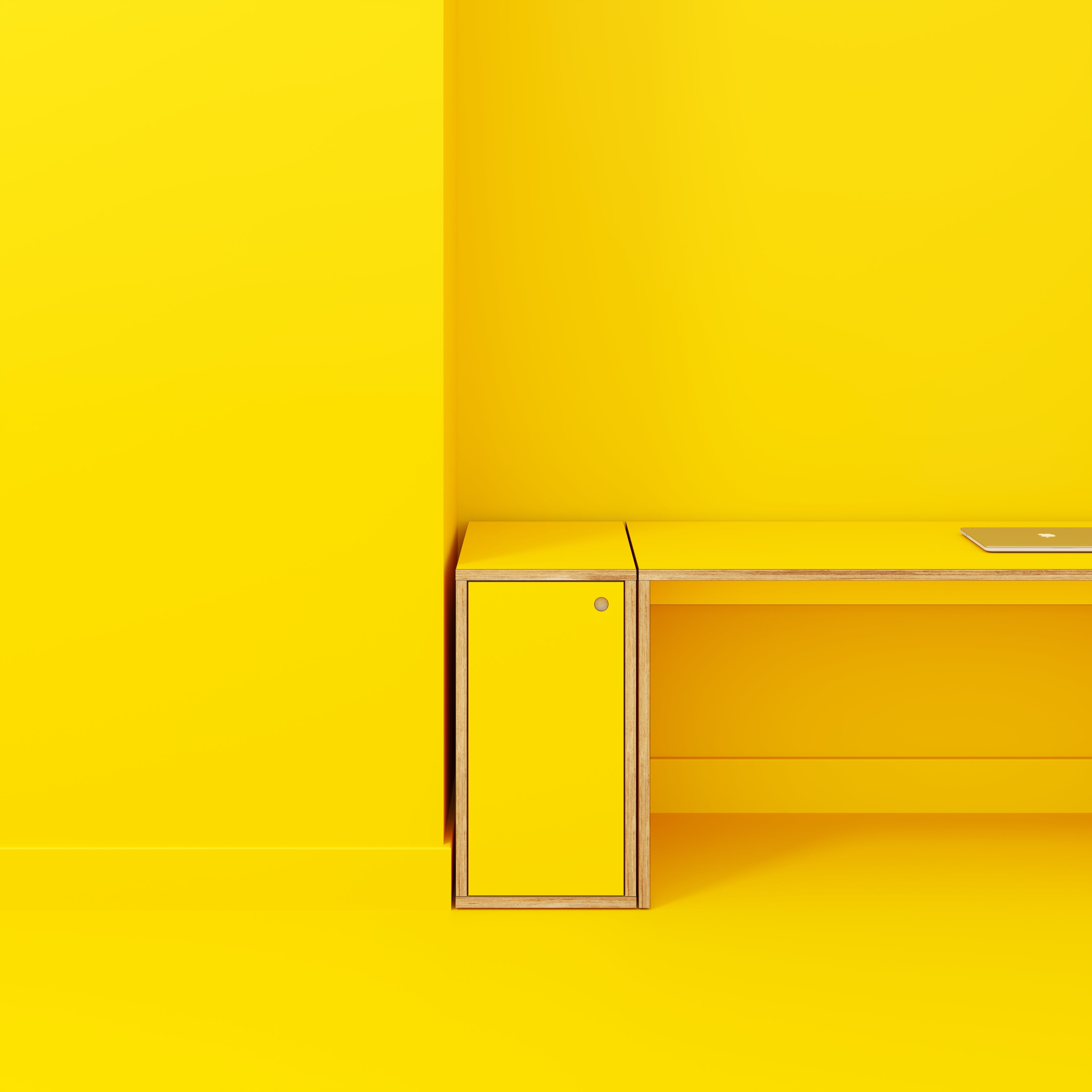 Plywood Storage with Doors - Formica Chrome Yellow - 400(w) x 600(d) x 750(h)