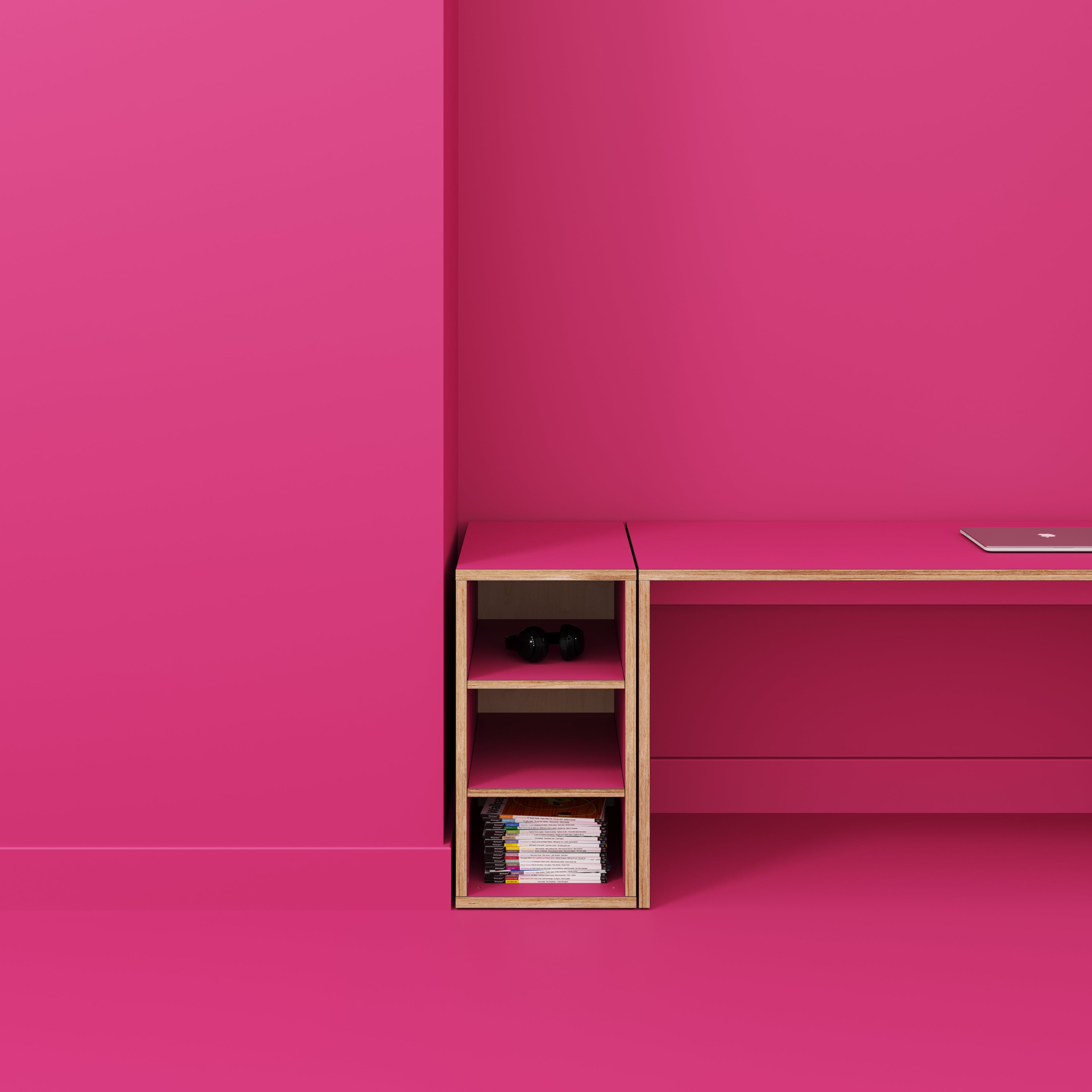 Plywood Storage with Shelves - Formica Juicy Pink - 400(w) x 600(d) x 750(h)