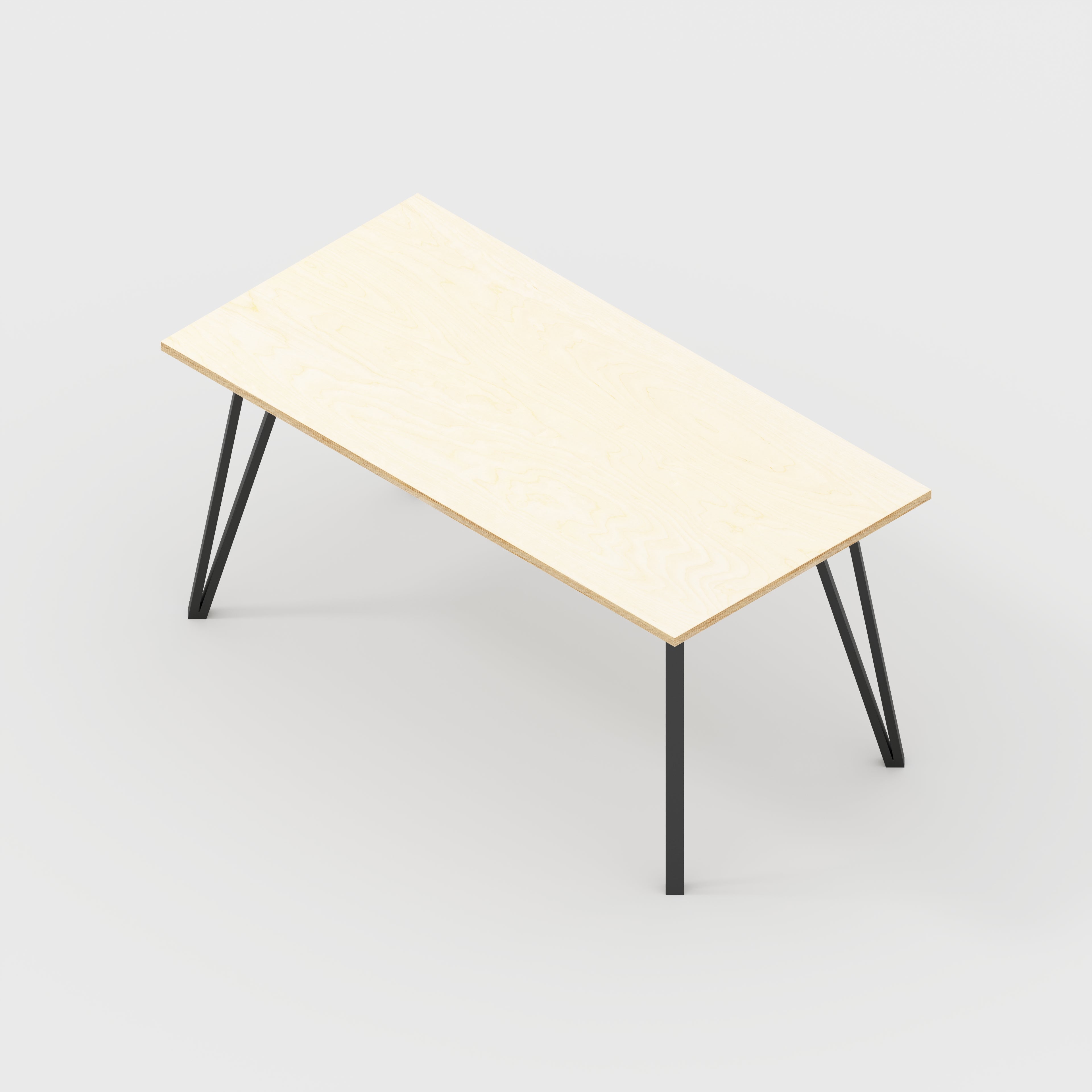 Plywood Table with Black Box Hairpin Legs - Plywood Birch - 1600(w) x 800(d) x 735(h)