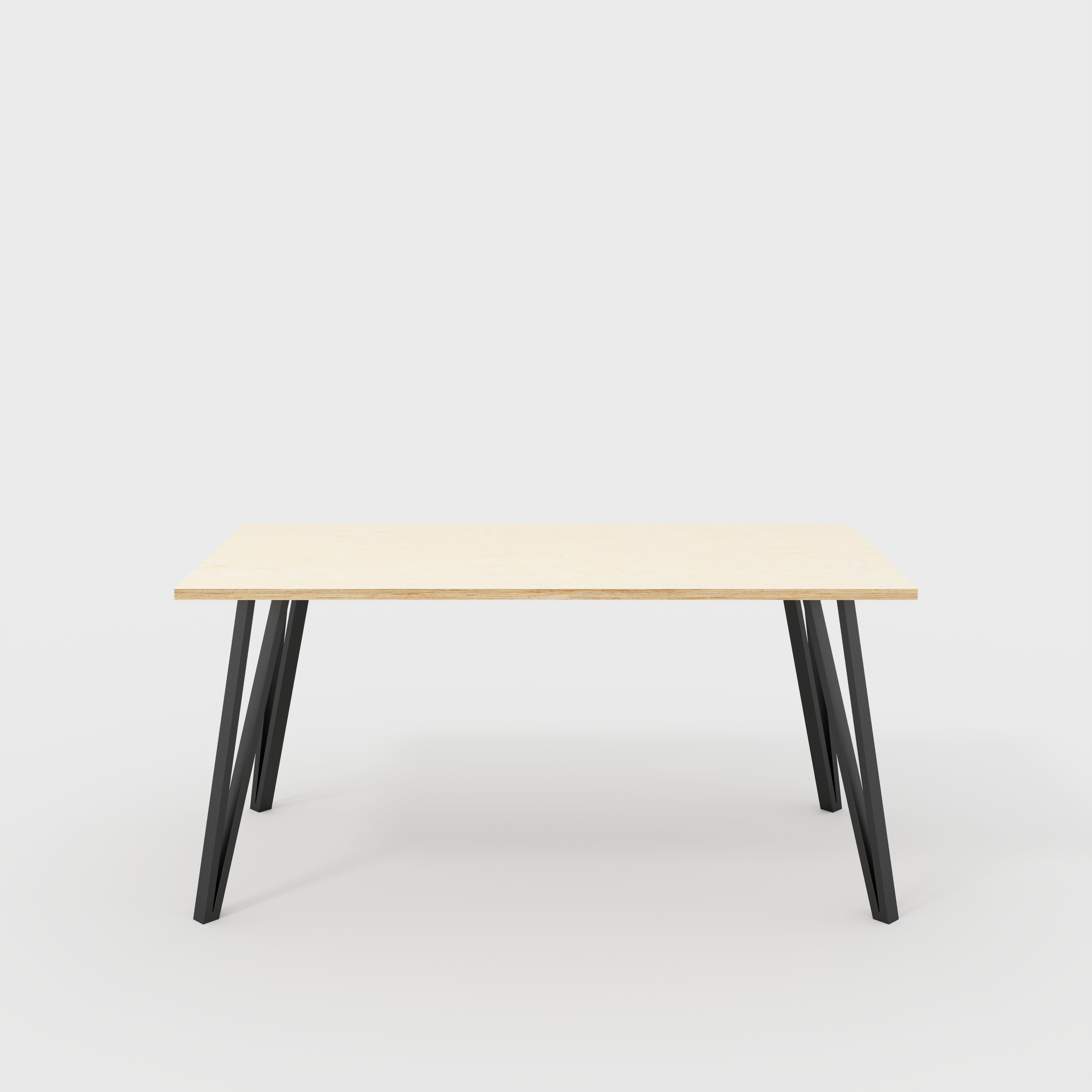 Plywood Table with Black Box Hairpin Legs - Plywood Birch - 1600(w) x 800(d) x 735(h)