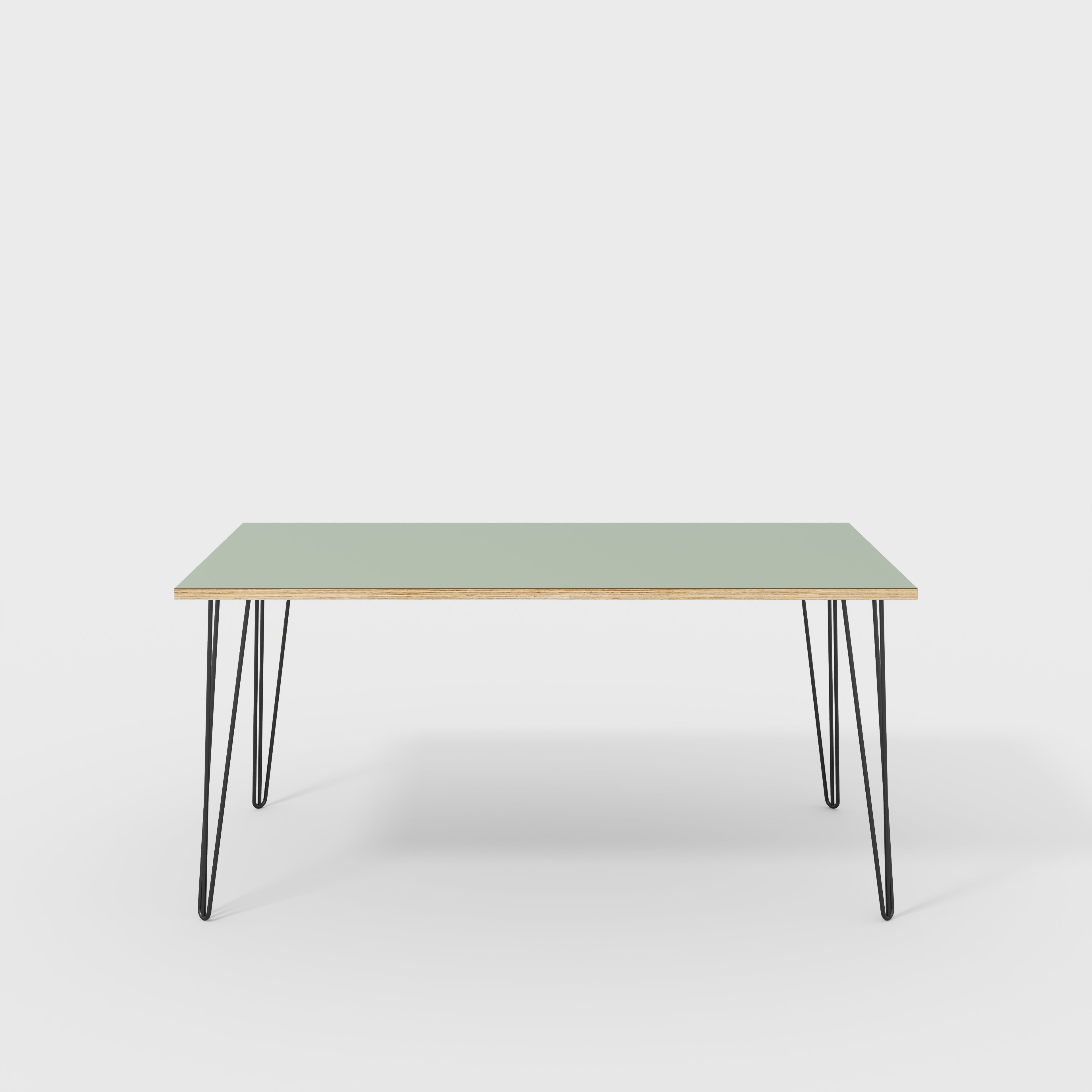 Plywood Table with Black Hairpin Legs - Formica Green Slate - 1600(w) x 800(d)